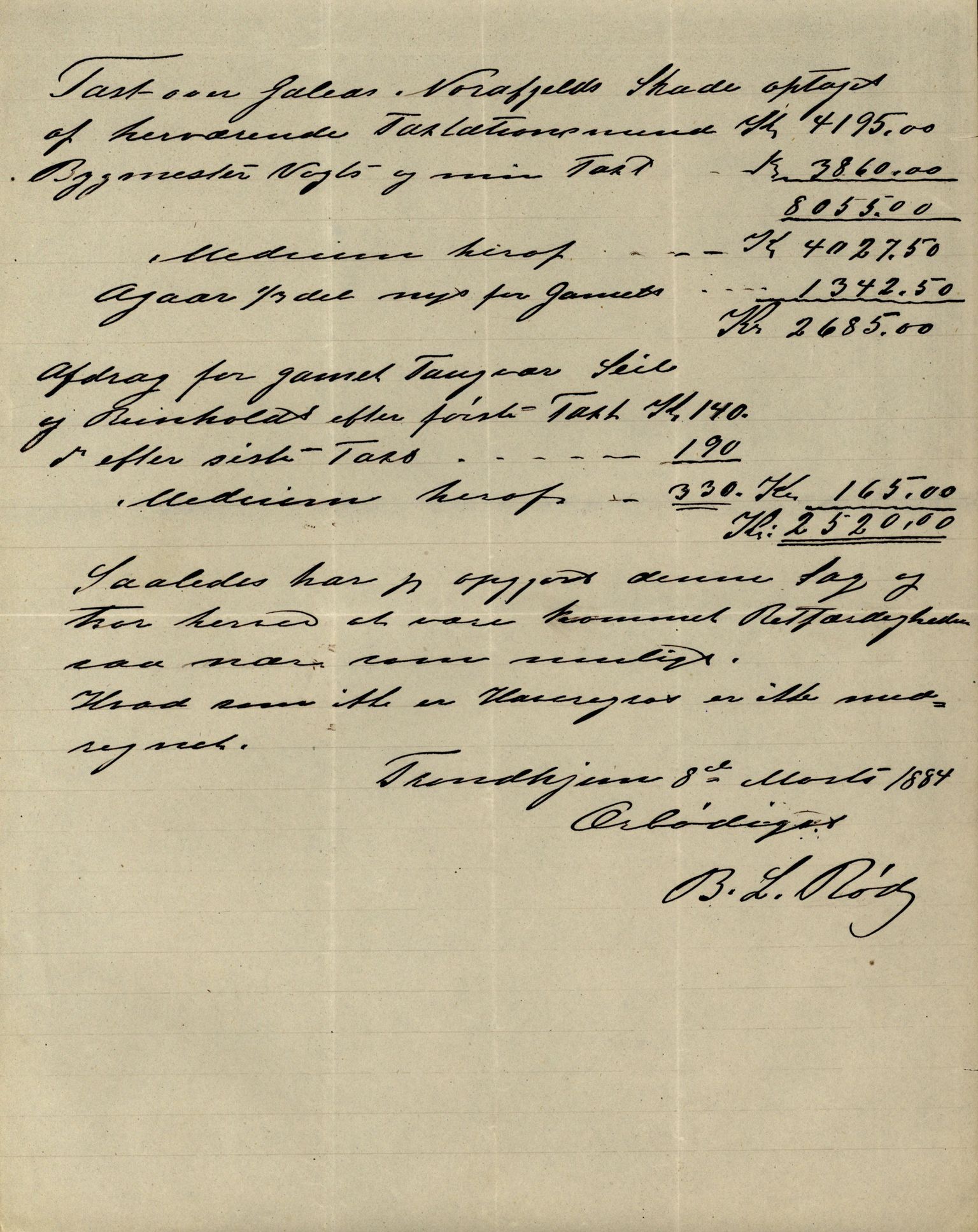 Pa 63 - Østlandske skibsassuranceforening, VEMU/A-1079/G/Ga/L0017/0013: Havaridokumenter / Diaz, Holmestrand, Kalliope, Olaf Trygvason, Norafjeld, 1884, p. 50