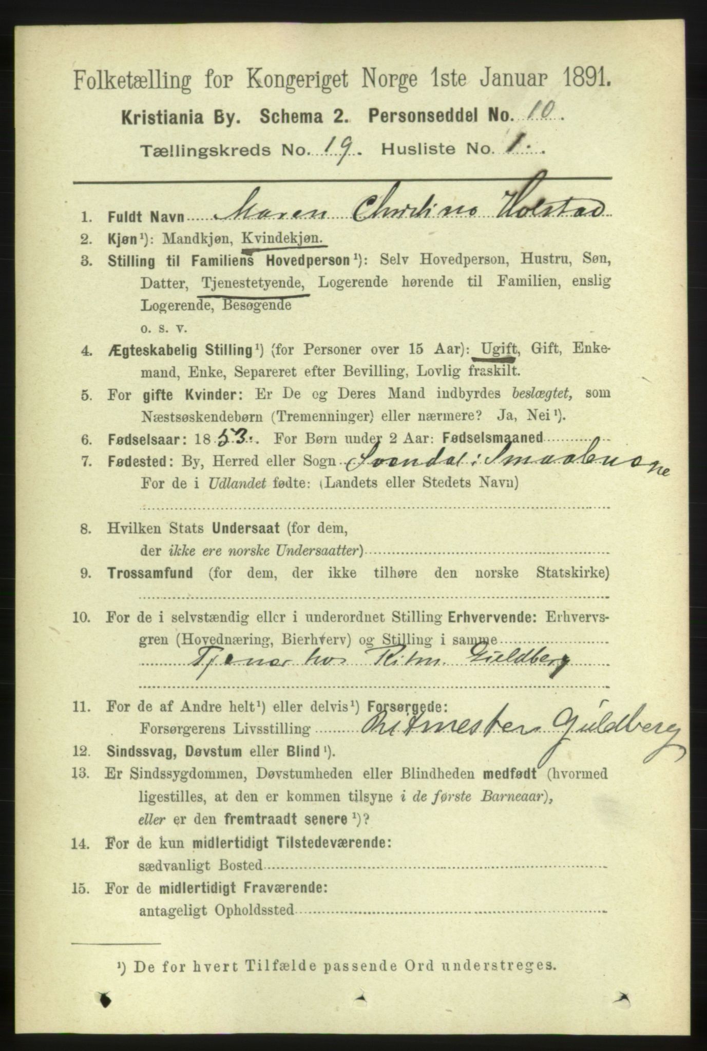 RA, 1891 census for 0301 Kristiania, 1891, p. 9521