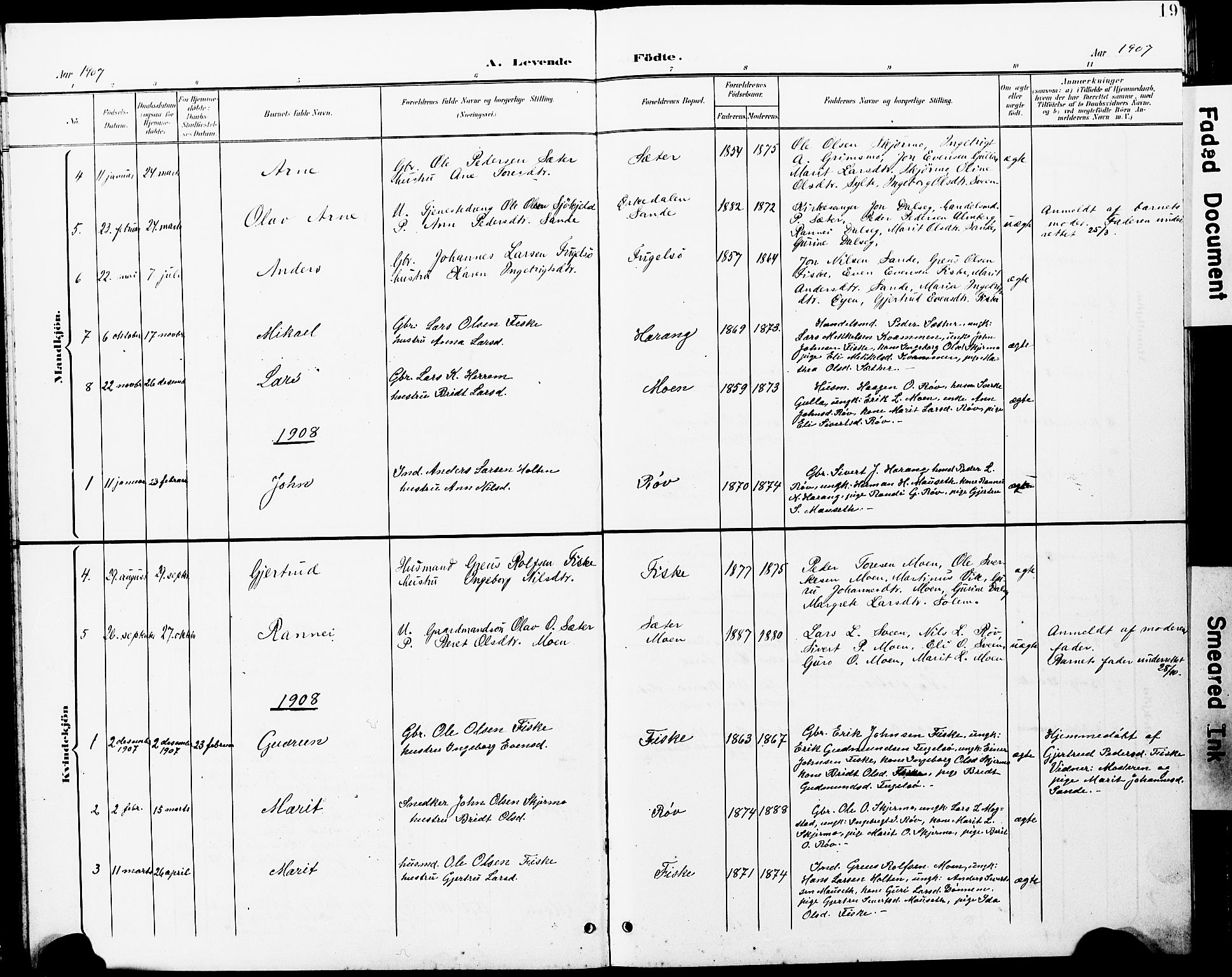 Ministerialprotokoller, klokkerbøker og fødselsregistre - Møre og Romsdal, SAT/A-1454/597/L1065: Parish register (copy) no. 597C02, 1899-1930, p. 19