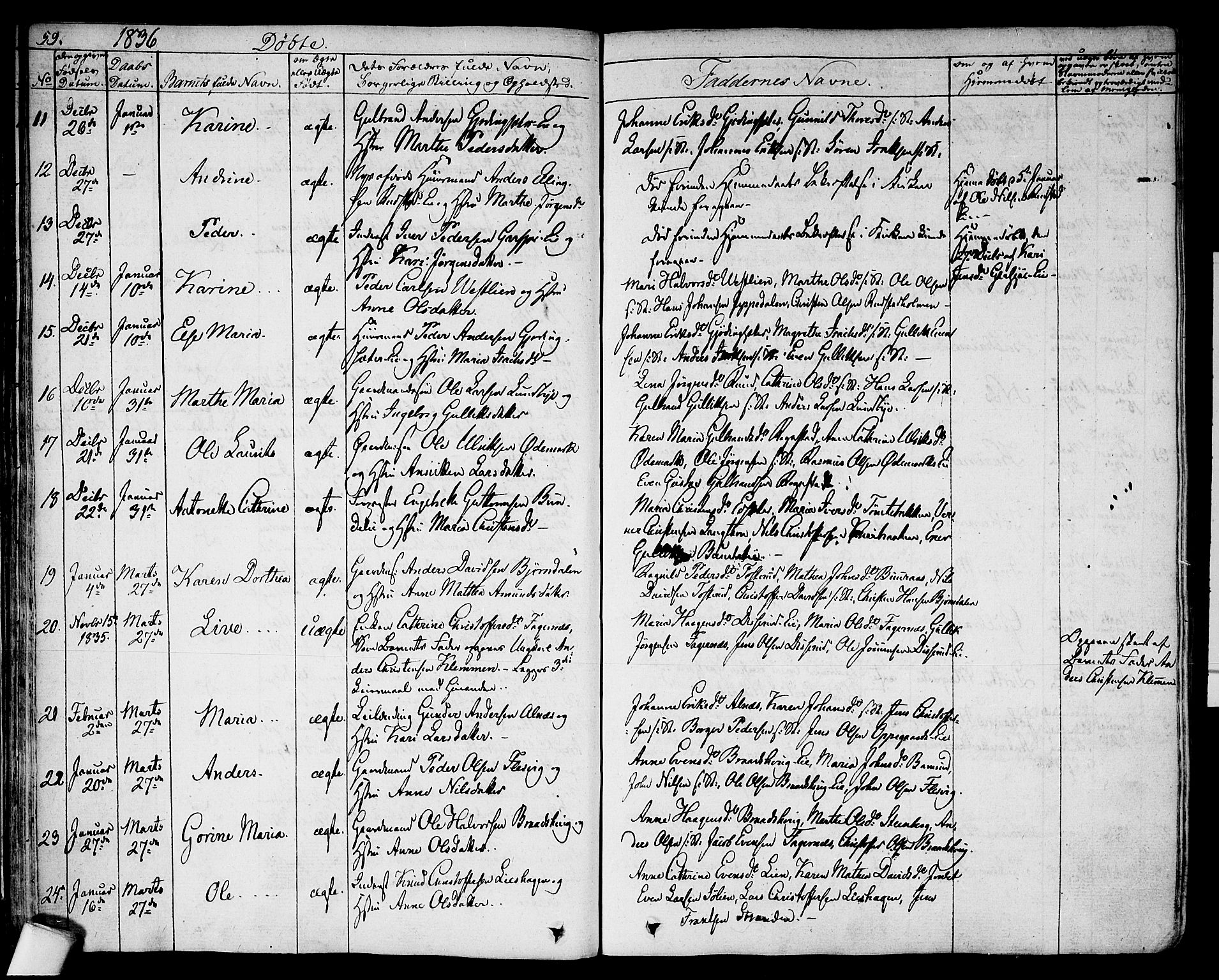 Hurdal prestekontor Kirkebøker, AV/SAO-A-10889/F/Fa/L0004: Parish register (official) no. I 4, 1828-1845, p. 59