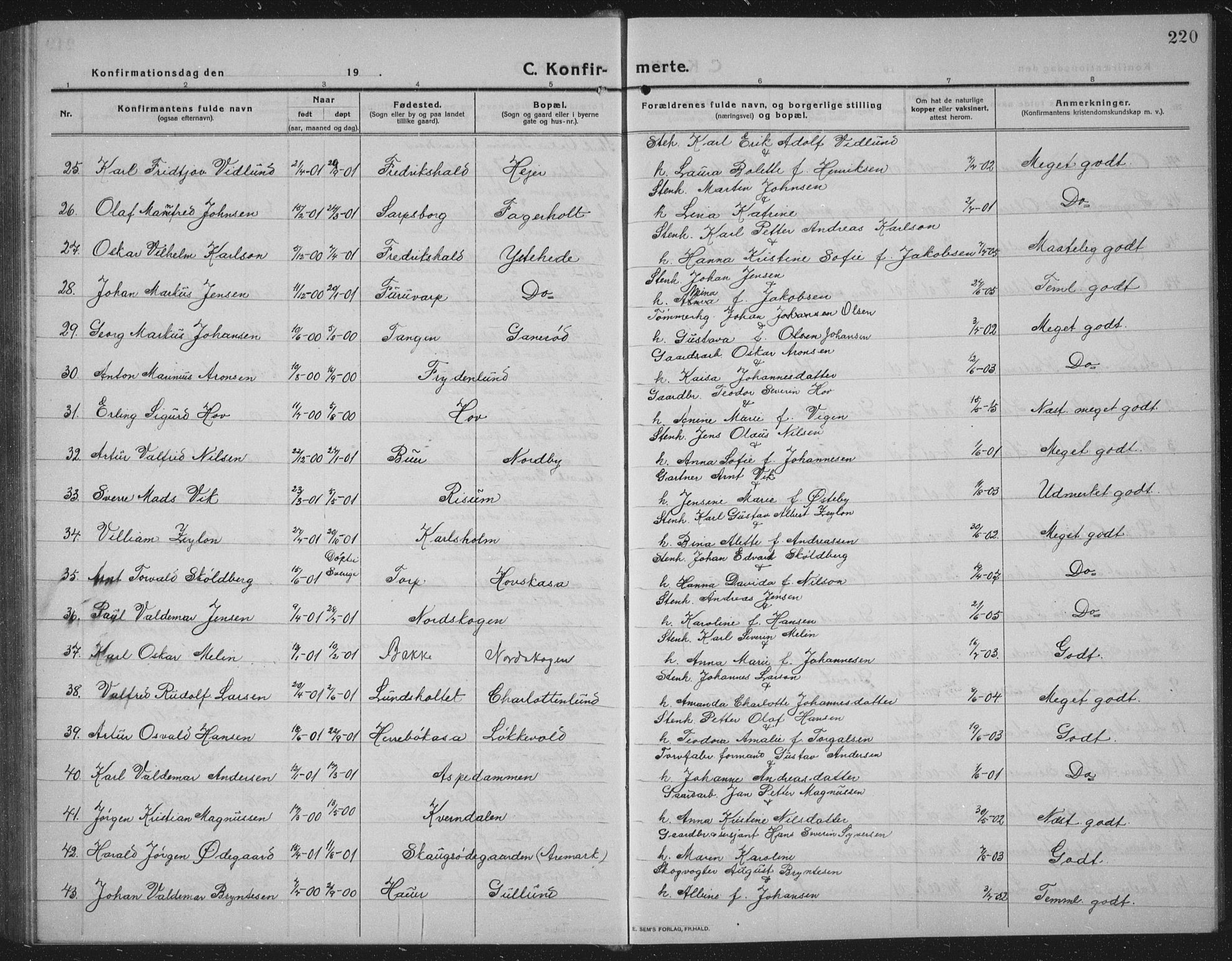 Idd prestekontor Kirkebøker, AV/SAO-A-10911/G/Gb/L0003: Parish register (copy) no. II 3, 1914-1940, p. 220