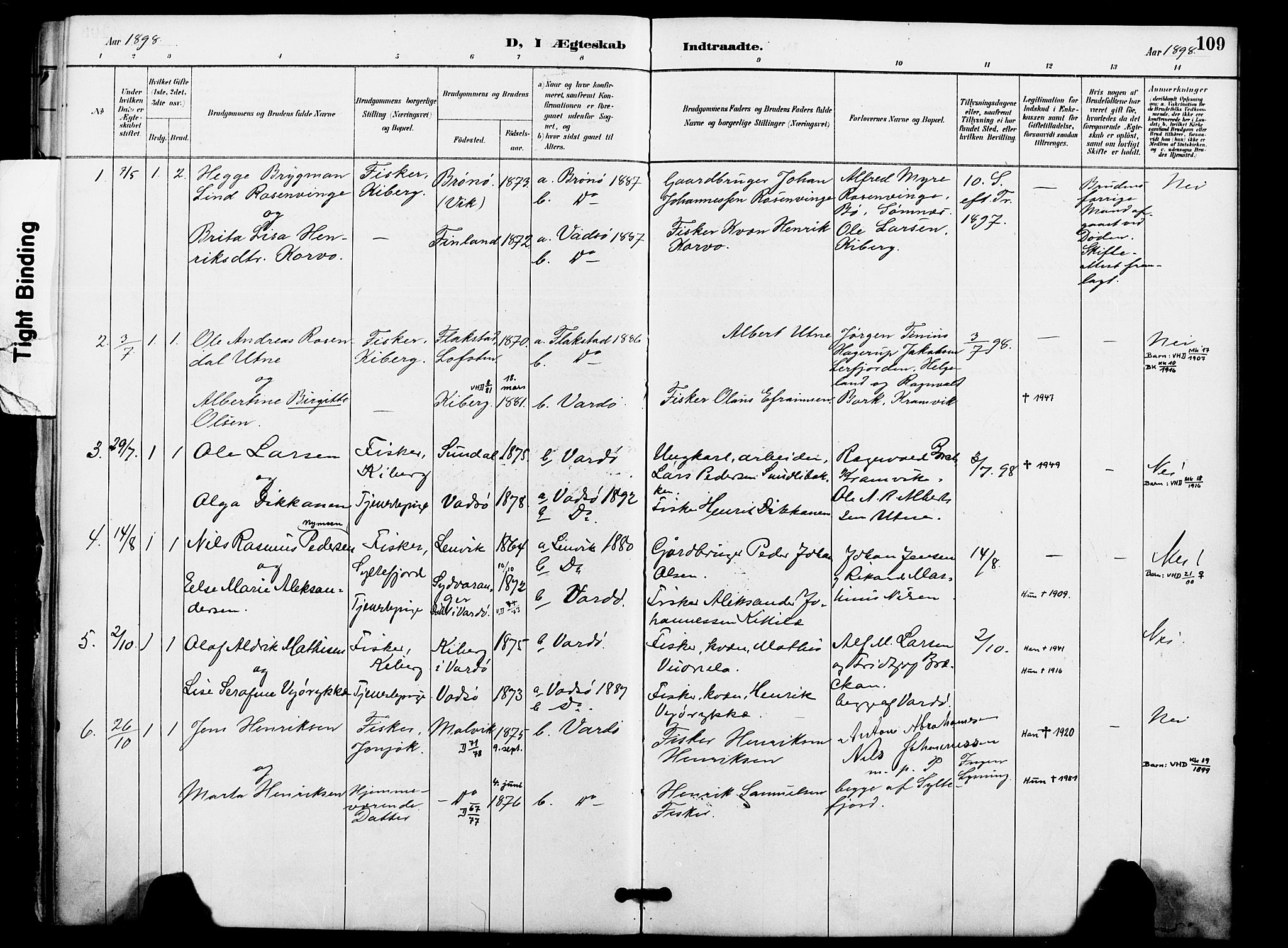 Vardø sokneprestkontor, SATØ/S-1332/H/Ha/L0009kirke: Parish register (official) no. 9, 1887-1898, p. 109
