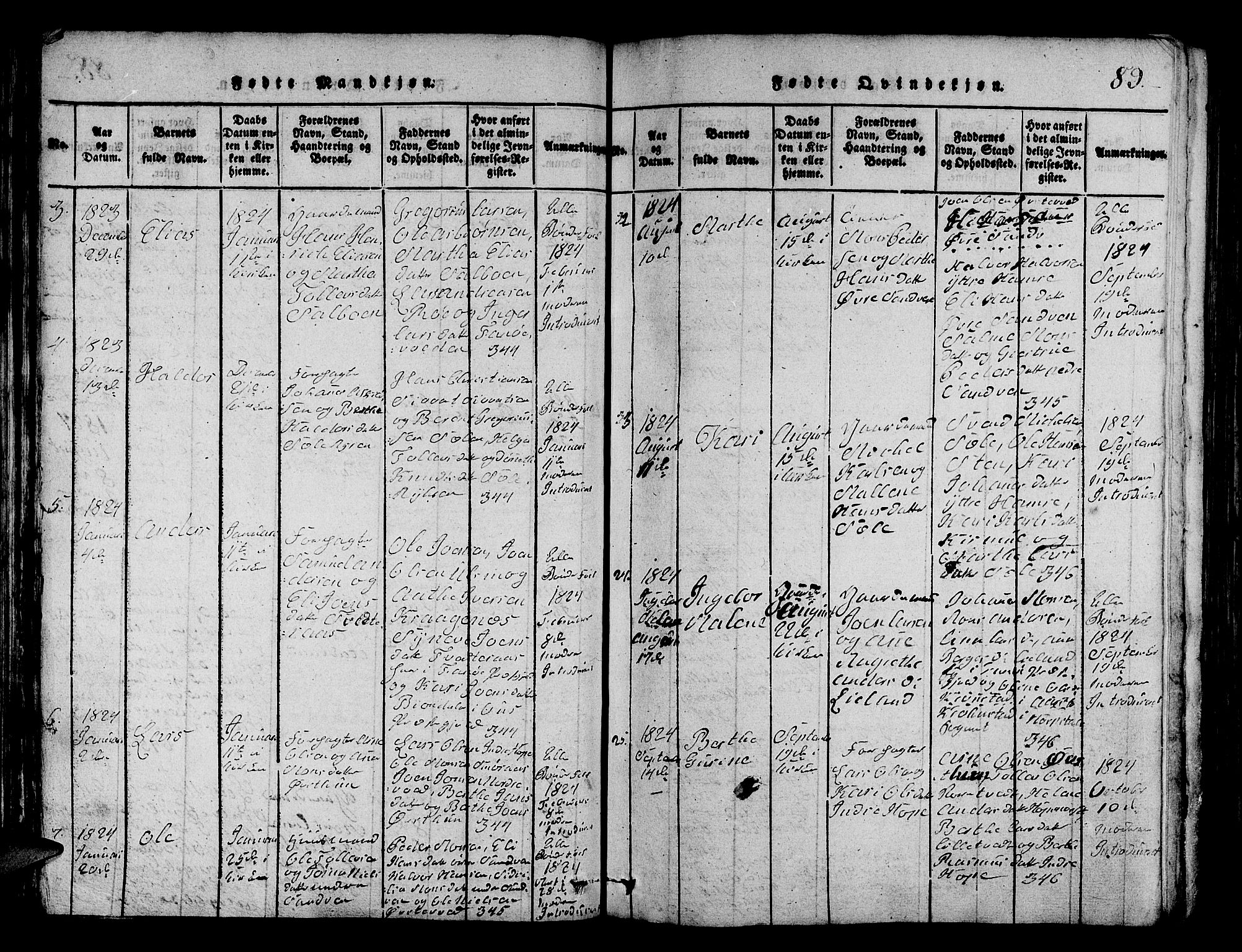 Fana Sokneprestembete, SAB/A-75101/H/Hab/Haba/L0001: Parish register (copy) no. A 1, 1816-1836, p. 89