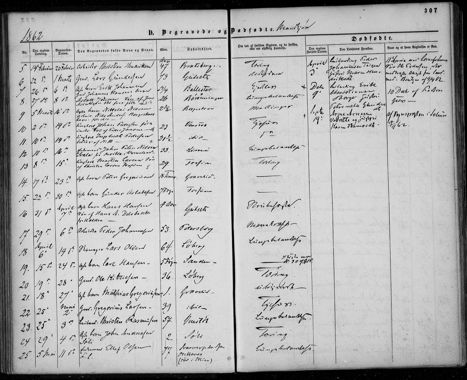 Gjerpen kirkebøker, SAKO/A-265/F/Fa/L0008b: Parish register (official) no. I 8B, 1857-1871, p. 307