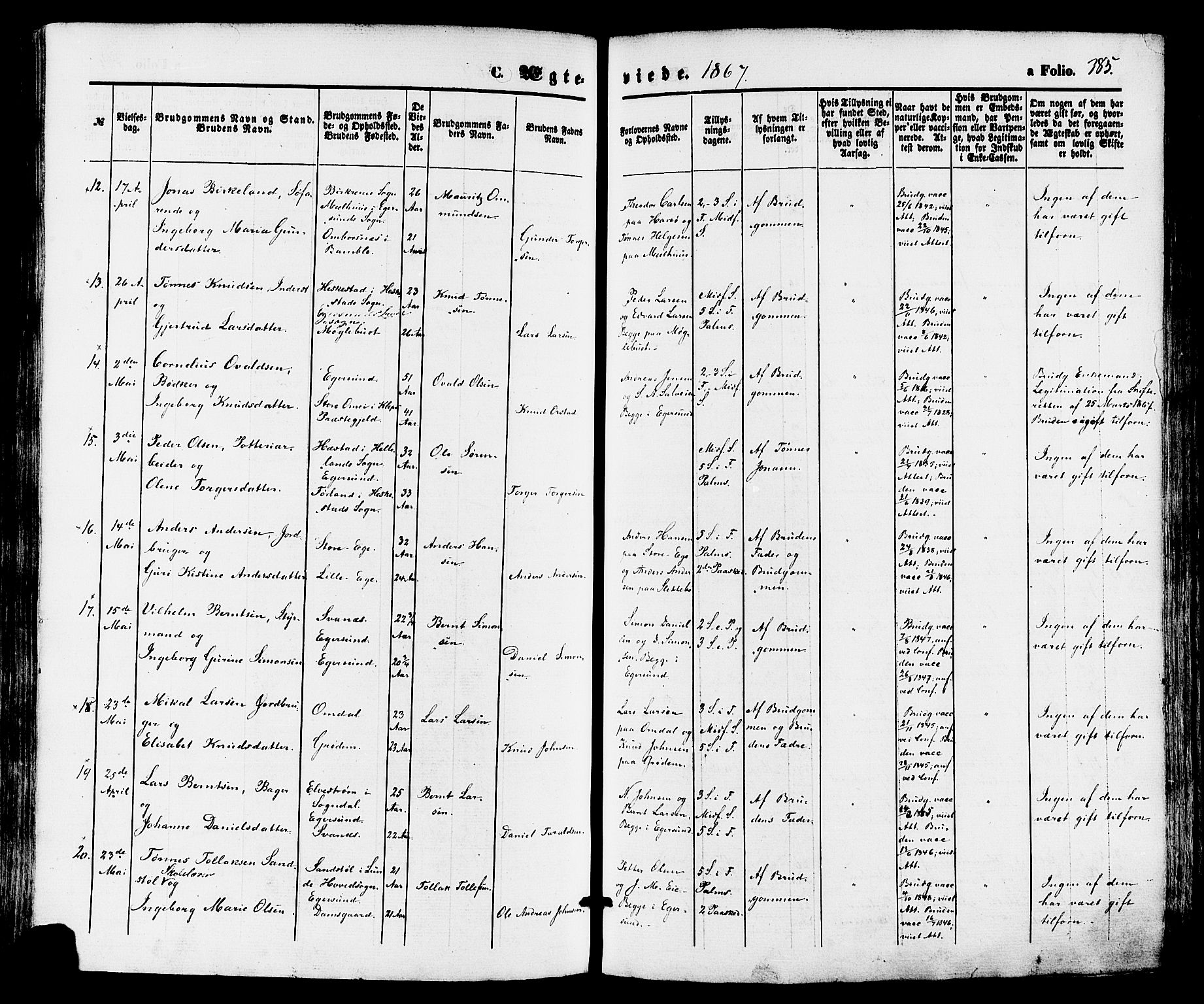 Eigersund sokneprestkontor, SAST/A-101807/S08/L0014: Parish register (official) no. A 13, 1866-1878, p. 385