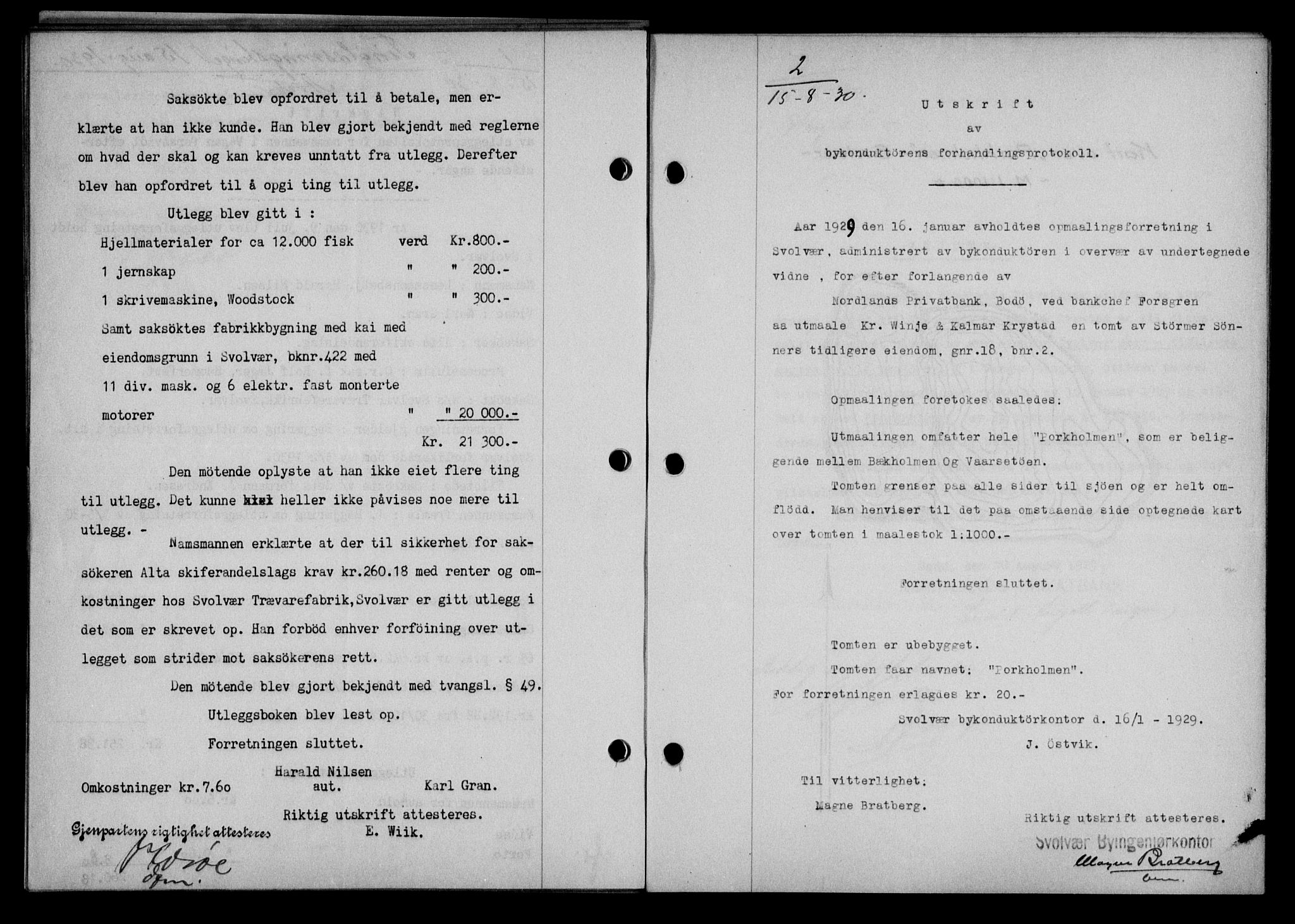 Lofoten sorenskriveri, SAT/A-0017/1/2/2C/L0022b: Mortgage book no. 22b, 1930-1930, Deed date: 15.08.1930