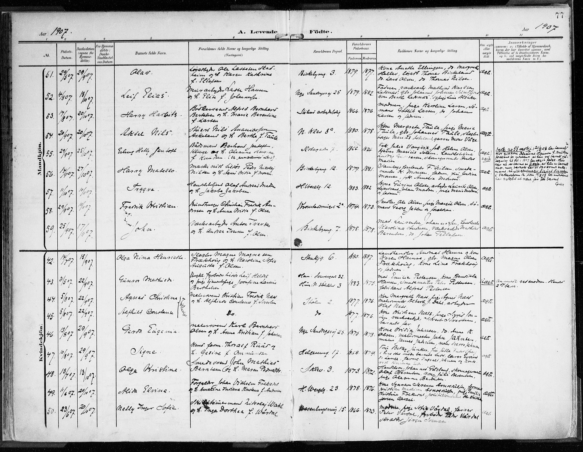 Mariakirken Sokneprestembete, SAB/A-76901/H/Haa/L0010: Parish register (official) no. B 1, 1901-1915, p. 77