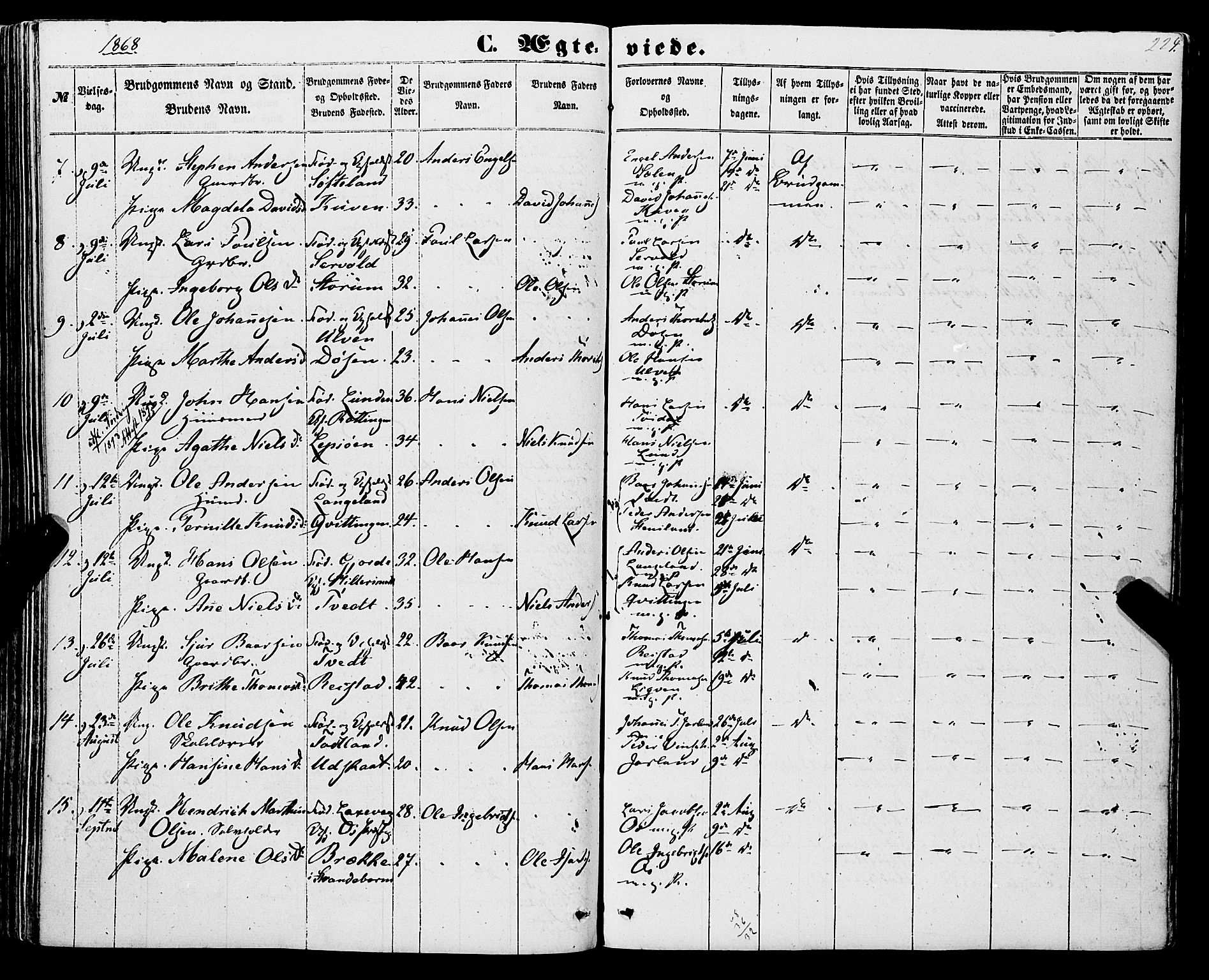 Os sokneprestembete, SAB/A-99929: Parish register (official) no. A 17, 1860-1873, p. 224