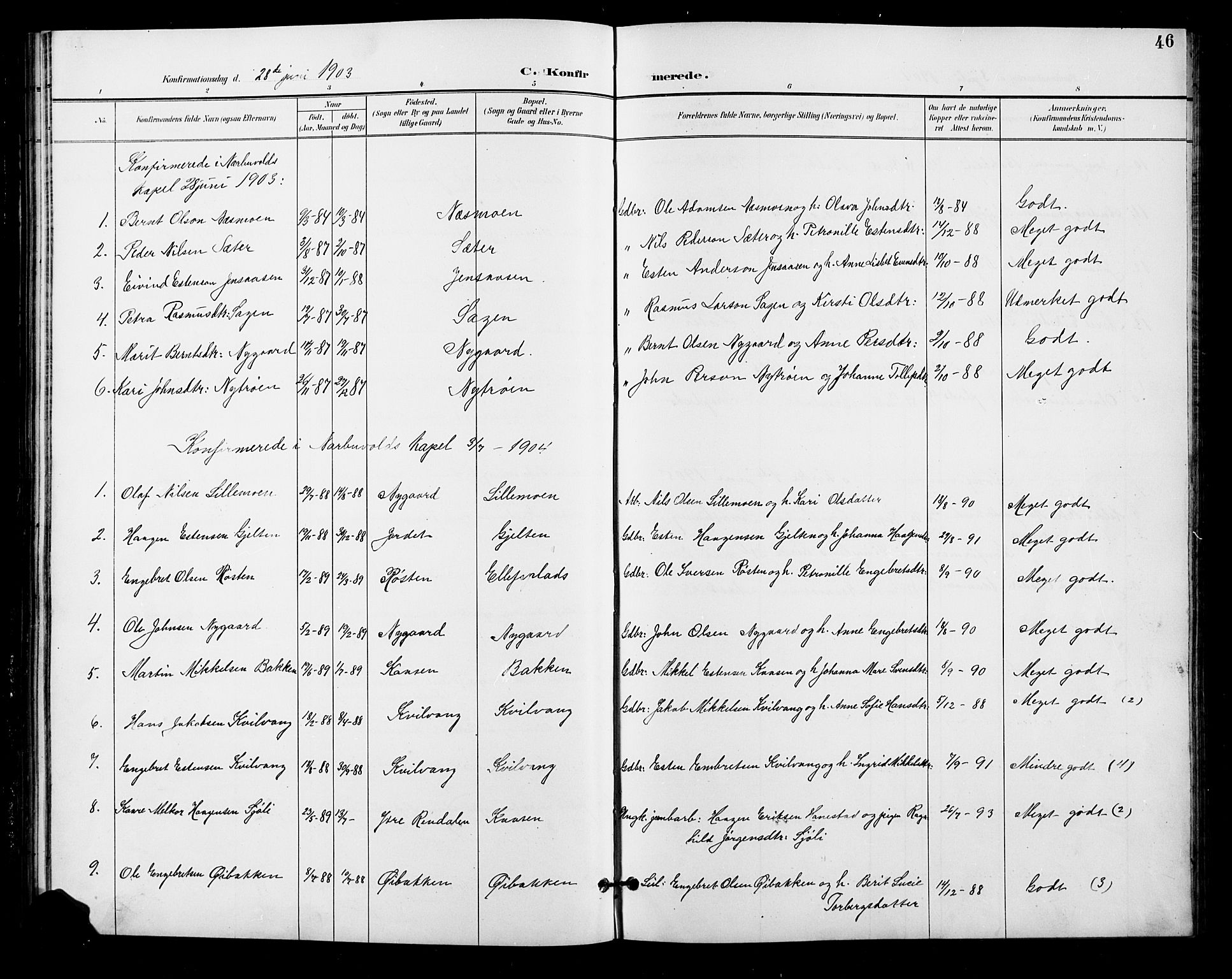 Tolga prestekontor, AV/SAH-PREST-062/L/L0011: Parish register (copy) no. 11, 1894-1925, p. 46