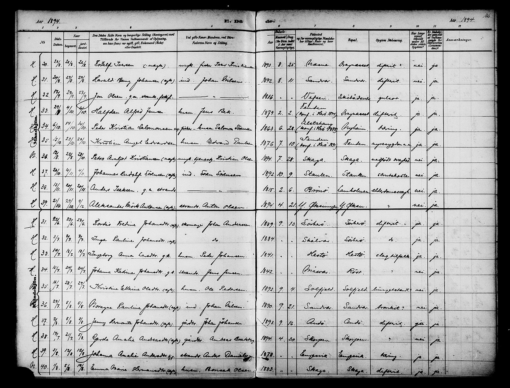 Ministerialprotokoller, klokkerbøker og fødselsregistre - Nordland, AV/SAT-A-1459/834/L0508: Parish register (official) no. 834A06, 1892-1901, p. 166