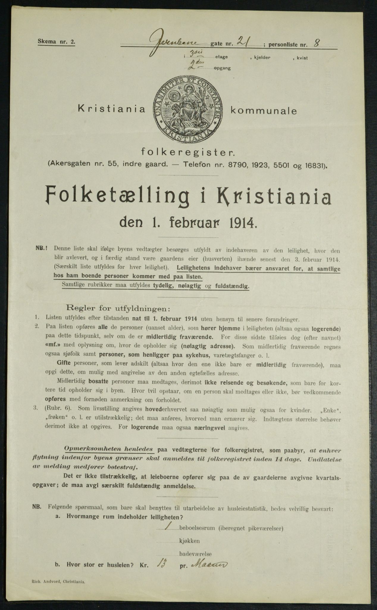 OBA, Municipal Census 1914 for Kristiania, 1914, p. 46923