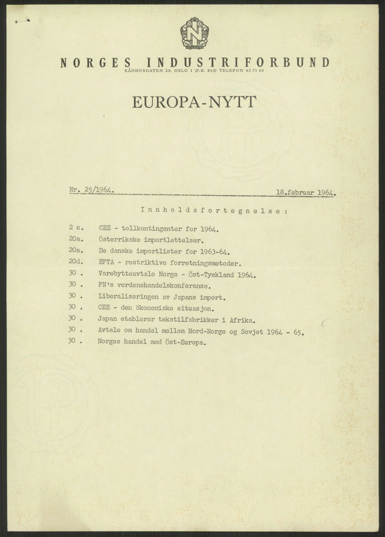 Høyres Hovedorganisasjon, AV/RA-PA-0583/1/D/Dd/L0129: 19 Generalsekretæren, 1953-1964, p. 671