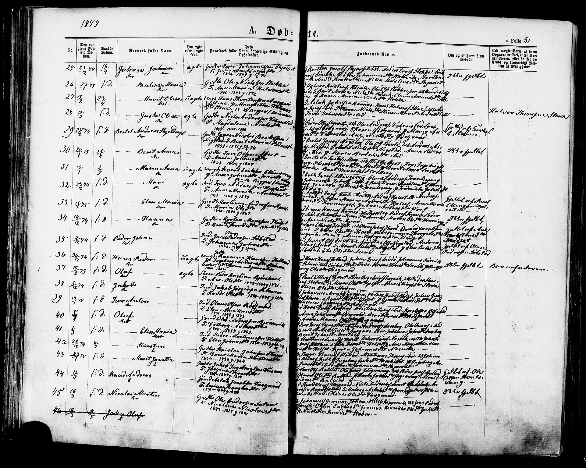 Ministerialprotokoller, klokkerbøker og fødselsregistre - Møre og Romsdal, AV/SAT-A-1454/568/L0805: Parish register (official) no. 568A12 /1, 1869-1884, p. 51