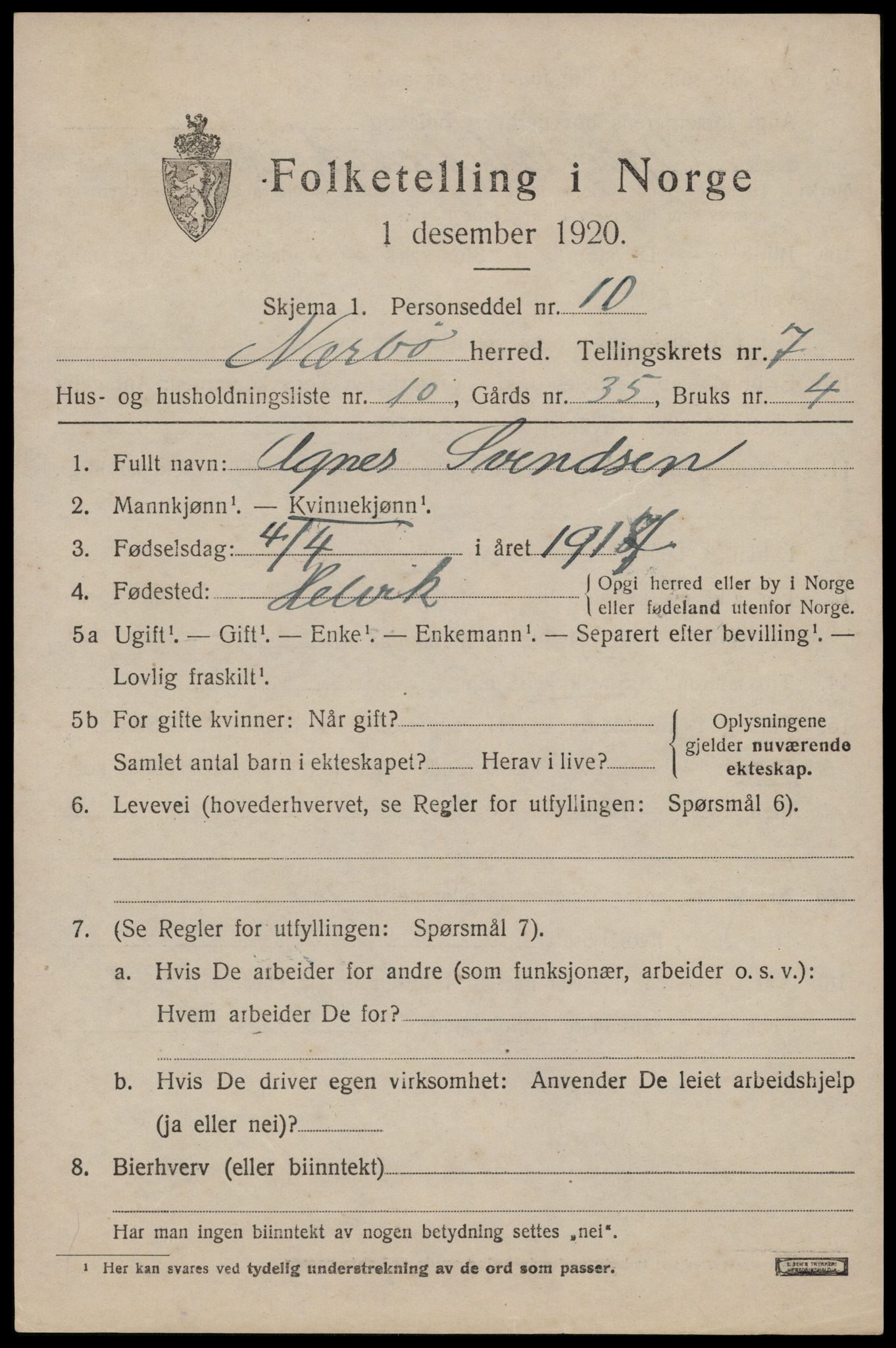 SAST, 1920 census for Nærbø, 1920, p. 4661