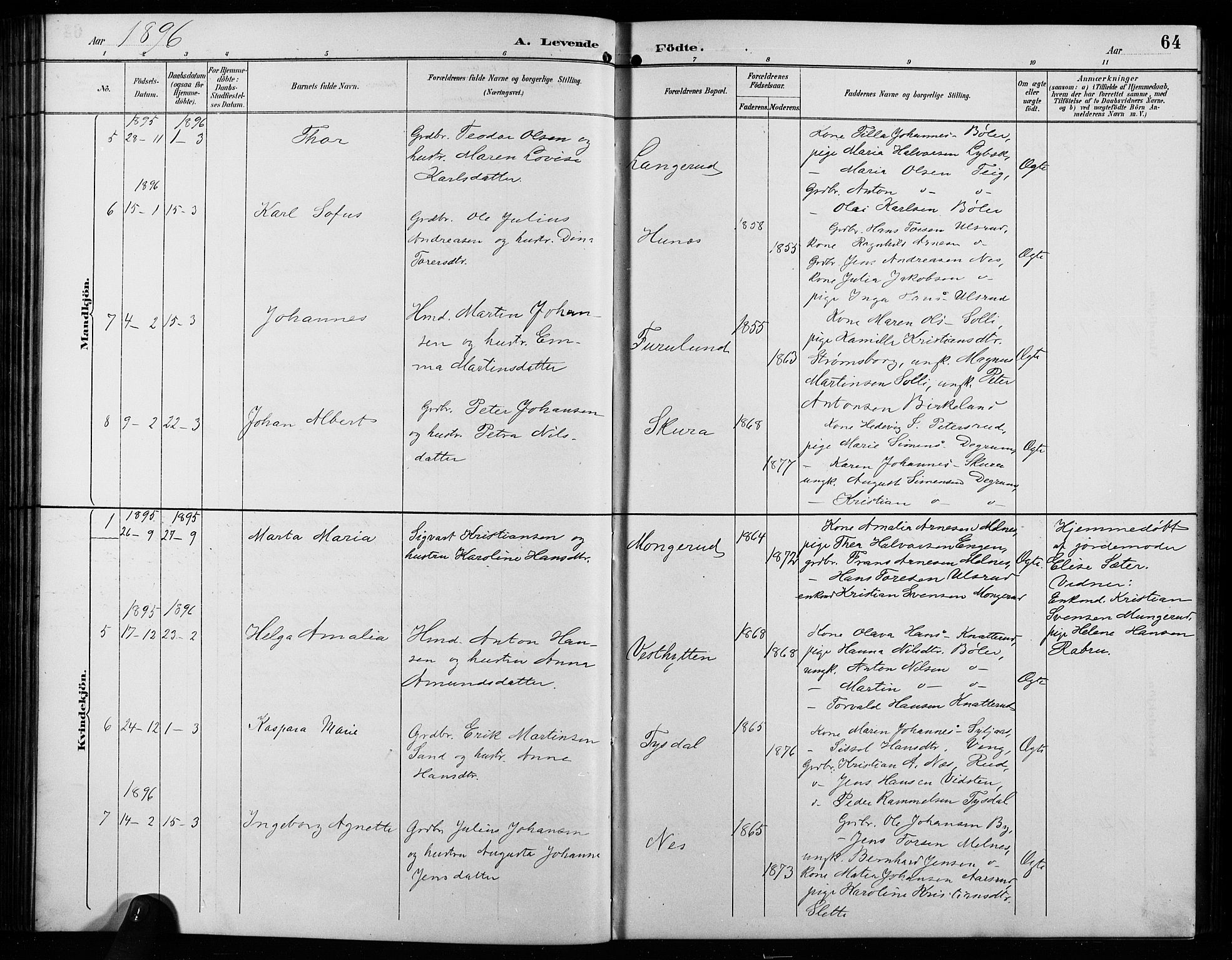 Enebakk prestekontor Kirkebøker, AV/SAO-A-10171c/G/Ga/L0006: Parish register (copy) no. I 6, 1889-1911, p. 64