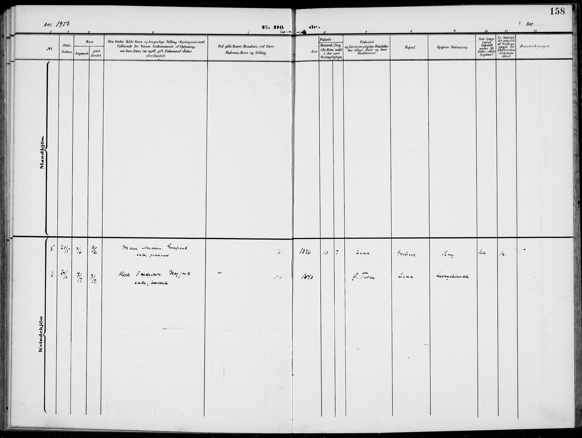Kolbu prestekontor, SAH/PREST-110/H/Ha/Haa/L0001: Parish register (official) no. 1, 1907-1923, p. 158
