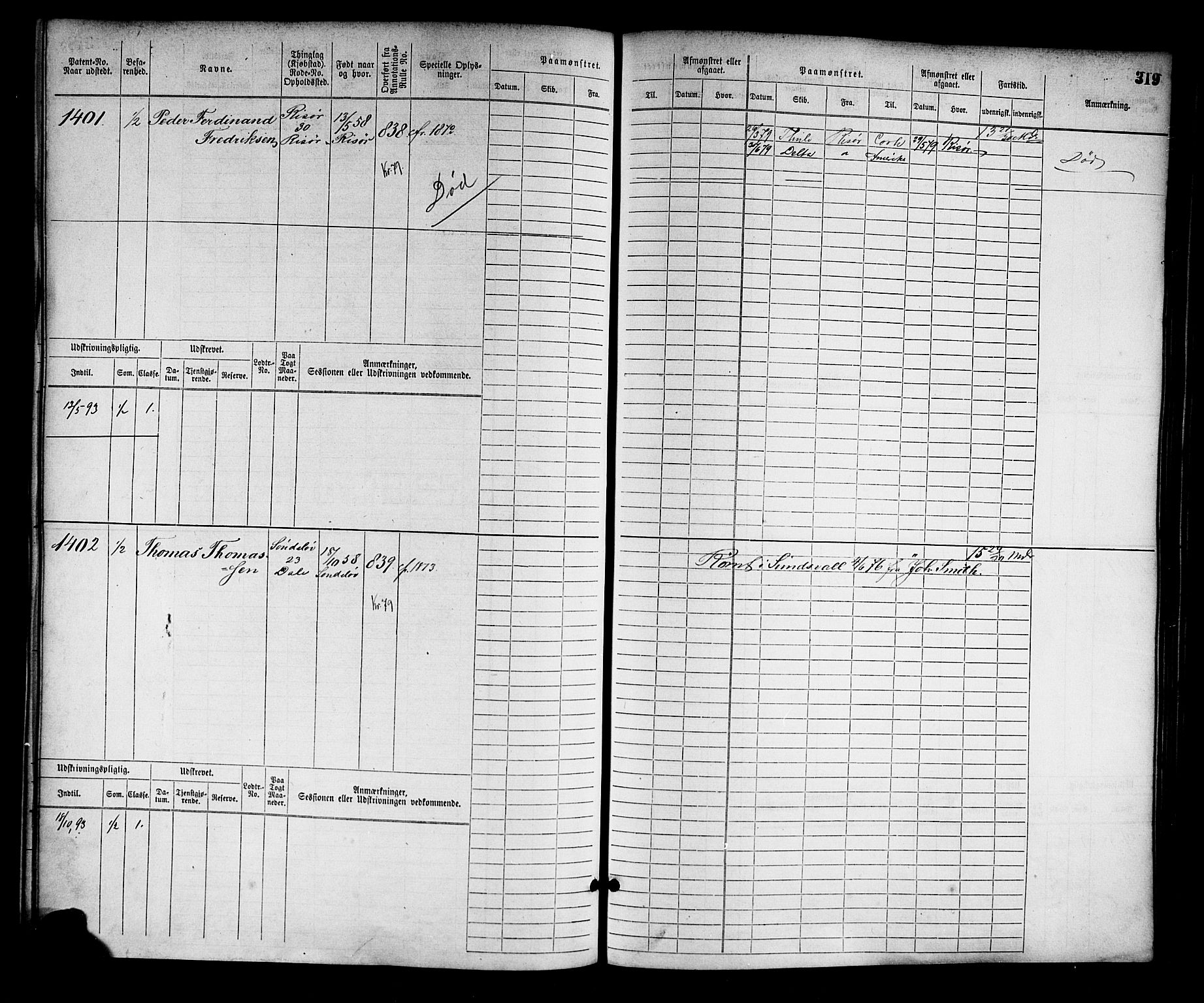 Risør mønstringskrets, SAK/2031-0010/F/Fb/L0003: Hovedrulle nr 767-1528, Q-3, 1868-1910, p. 326