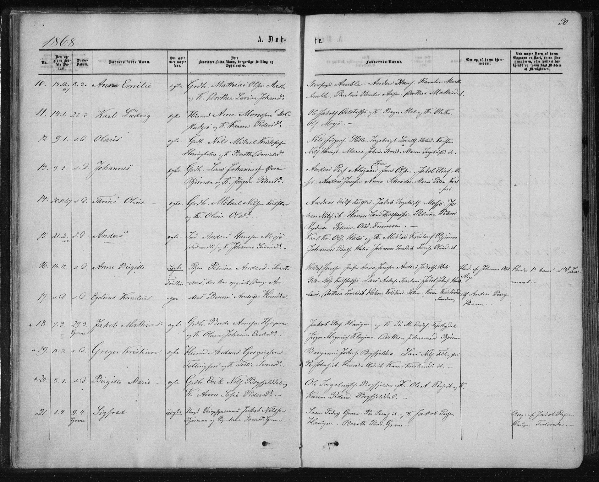 Ministerialprotokoller, klokkerbøker og fødselsregistre - Nordland, SAT/A-1459/820/L0294: Parish register (official) no. 820A15, 1866-1879, p. 30