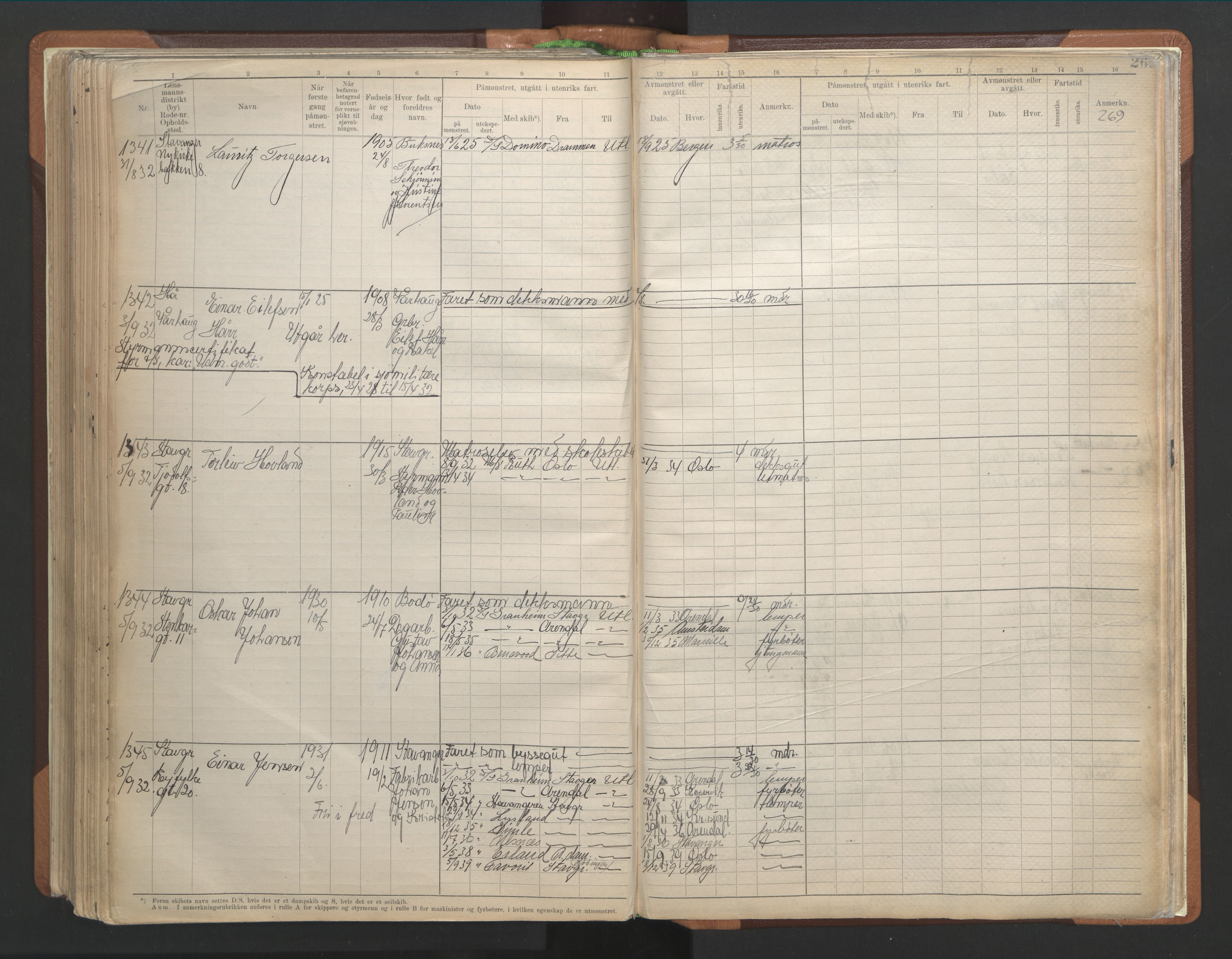 Stavanger sjømannskontor, AV/SAST-A-102006/F/Fb/Fbb/L0013: Sjøfartshovedrulle A, patentnr. 1-1495 (del 1), 1921-1933, p. 278