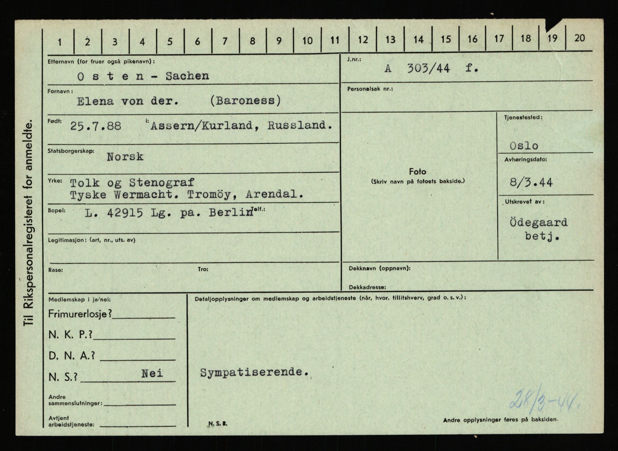 Statspolitiet - Hovedkontoret / Osloavdelingen, AV/RA-S-1329/C/Ca/L0012: Oanæs - Quistgaard	, 1943-1945, p. 2673