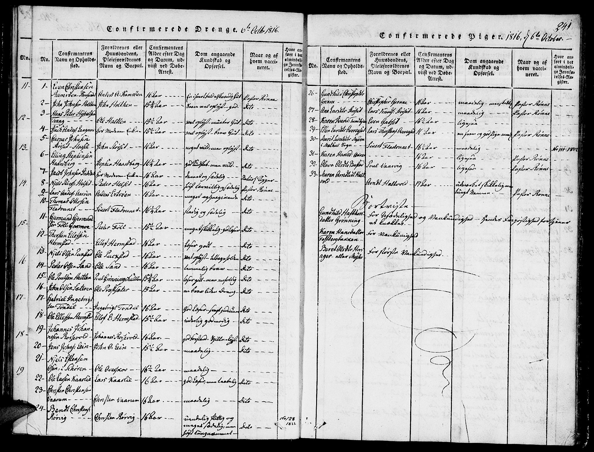 Ministerialprotokoller, klokkerbøker og fødselsregistre - Sør-Trøndelag, SAT/A-1456/646/L0608: Parish register (official) no. 646A06, 1816-1825, p. 241