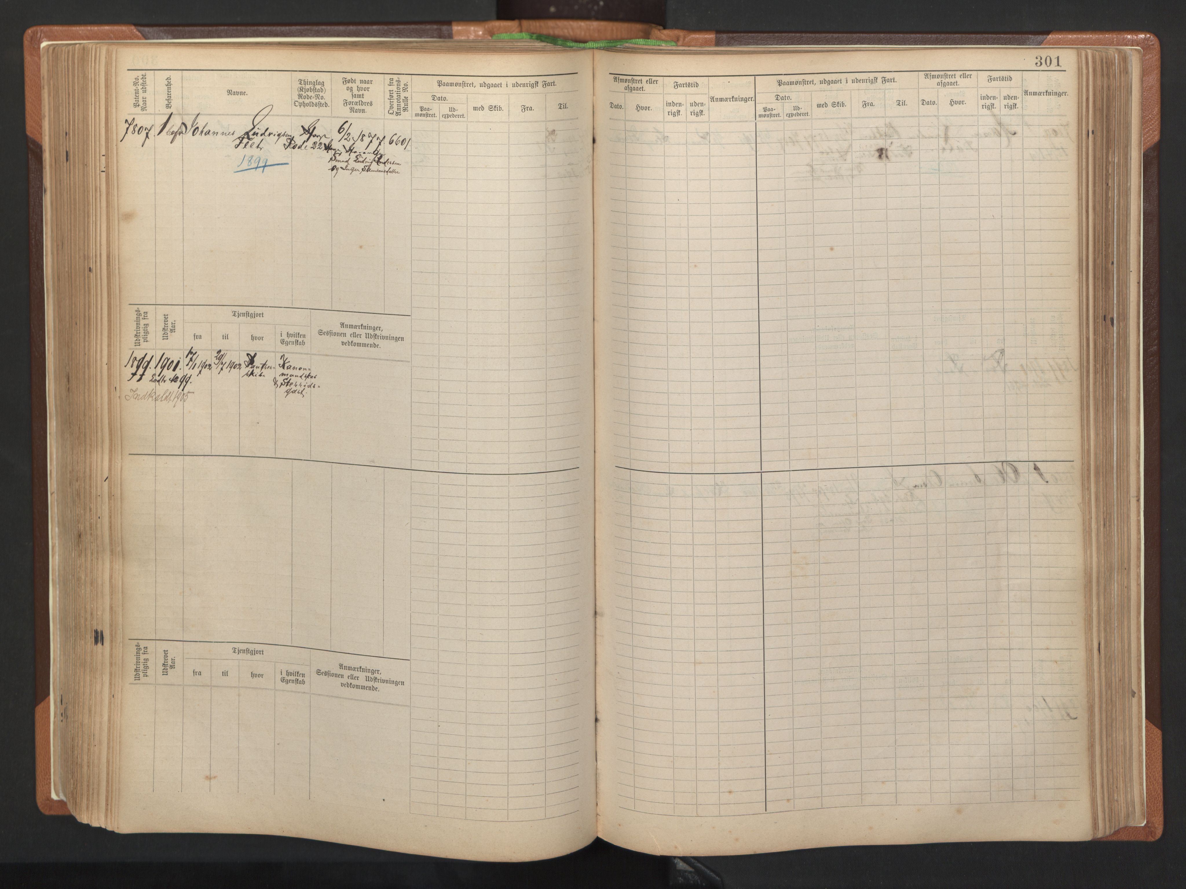 Stavanger sjømannskontor, AV/SAST-A-102006/F/Fb/Fbb/L0012: Sjøfartshovedrulle, patentnr. 7207-8158, 1894-1904, p. 304