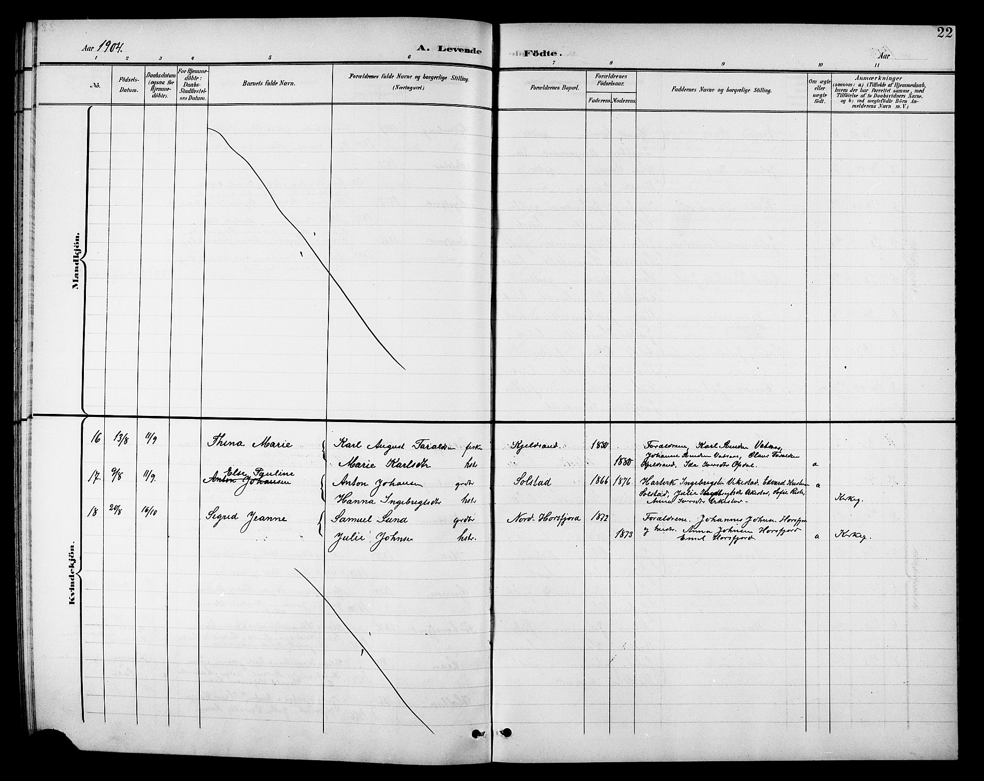 Ministerialprotokoller, klokkerbøker og fødselsregistre - Nordland, SAT/A-1459/811/L0170: Parish register (copy) no. 811C02, 1896-1908, p. 22