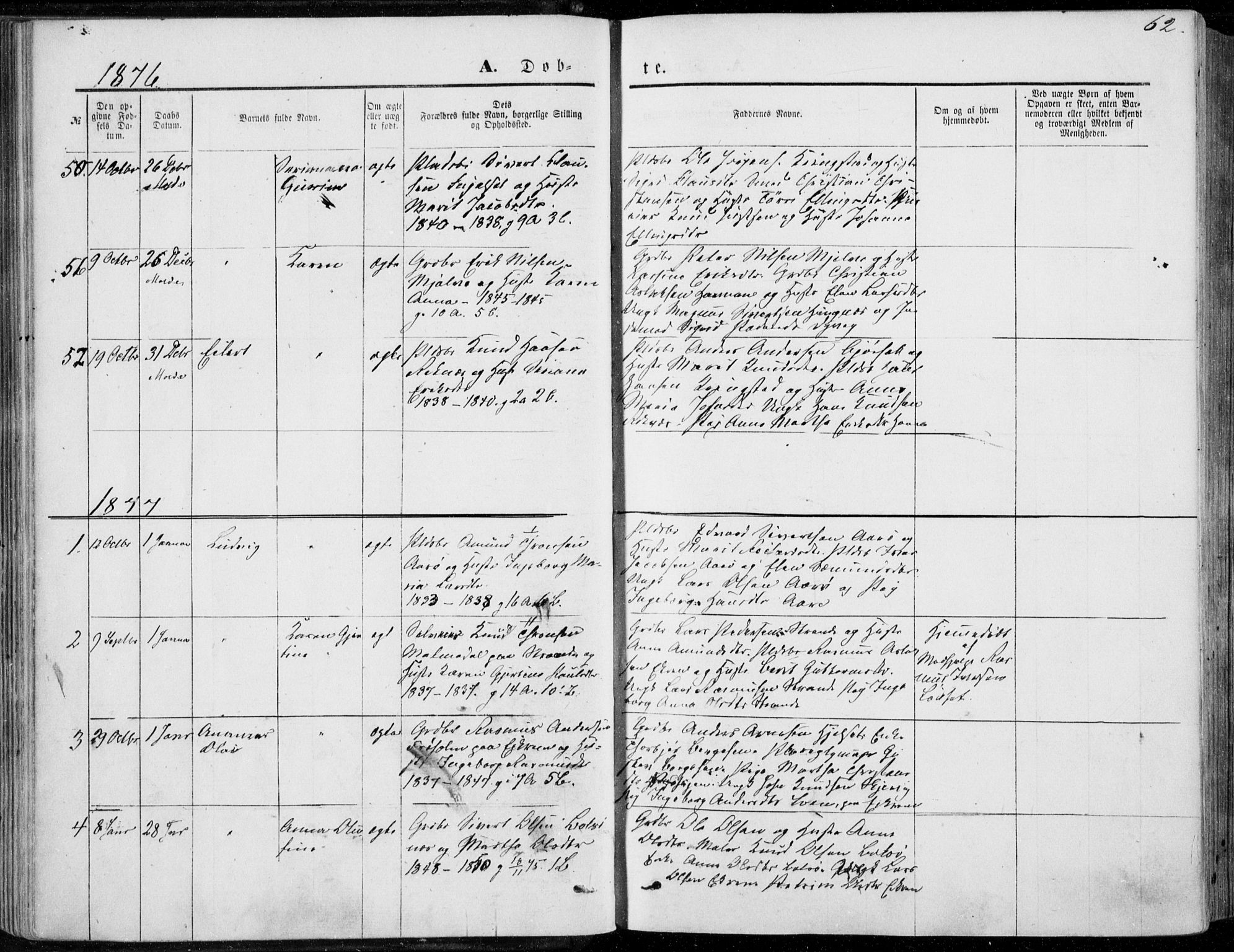Ministerialprotokoller, klokkerbøker og fødselsregistre - Møre og Romsdal, SAT/A-1454/555/L0655: Parish register (official) no. 555A05, 1869-1886, p. 62