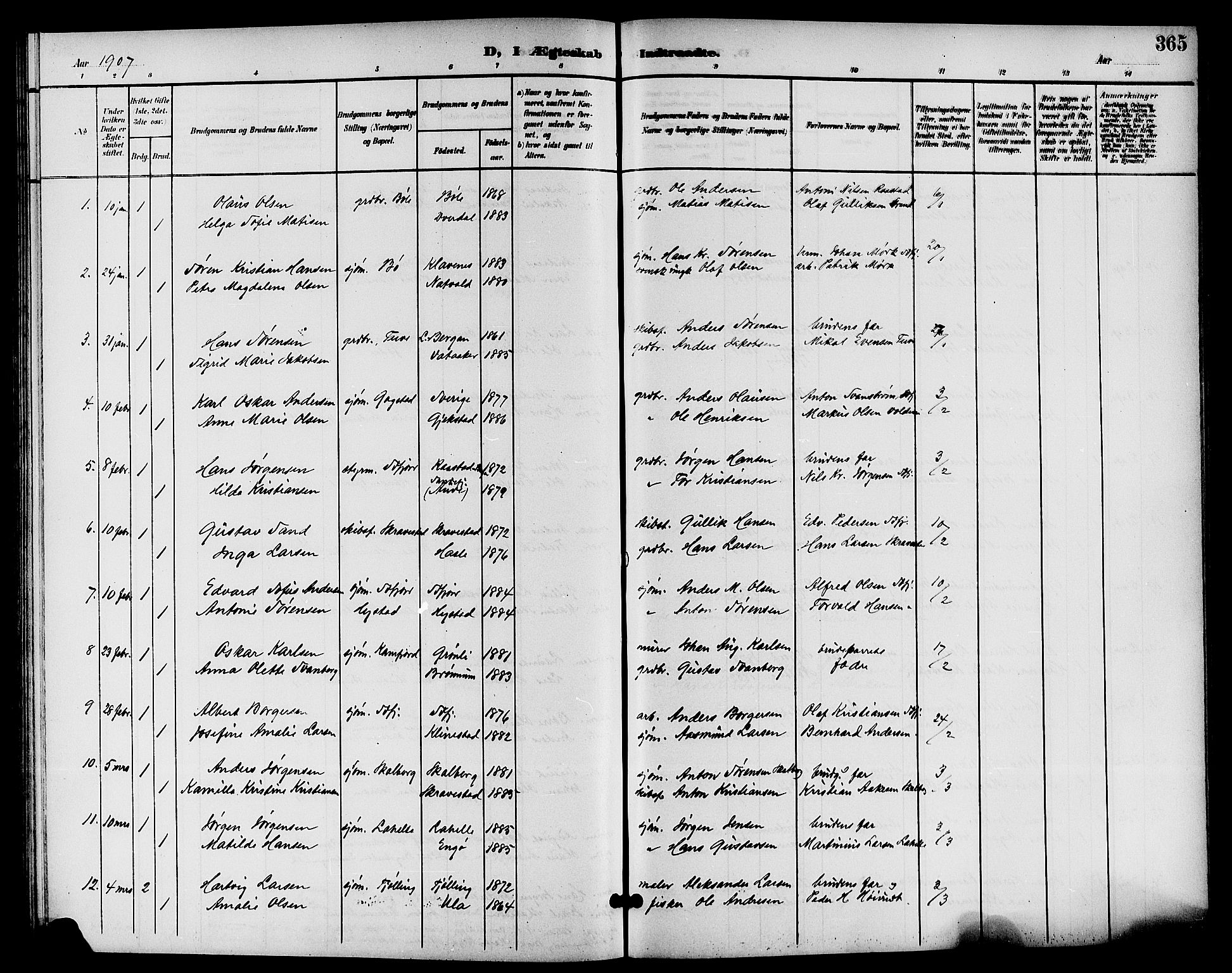 Sandar kirkebøker, AV/SAKO-A-243/G/Ga/L0002: Parish register (copy) no. 2, 1900-1915, p. 365