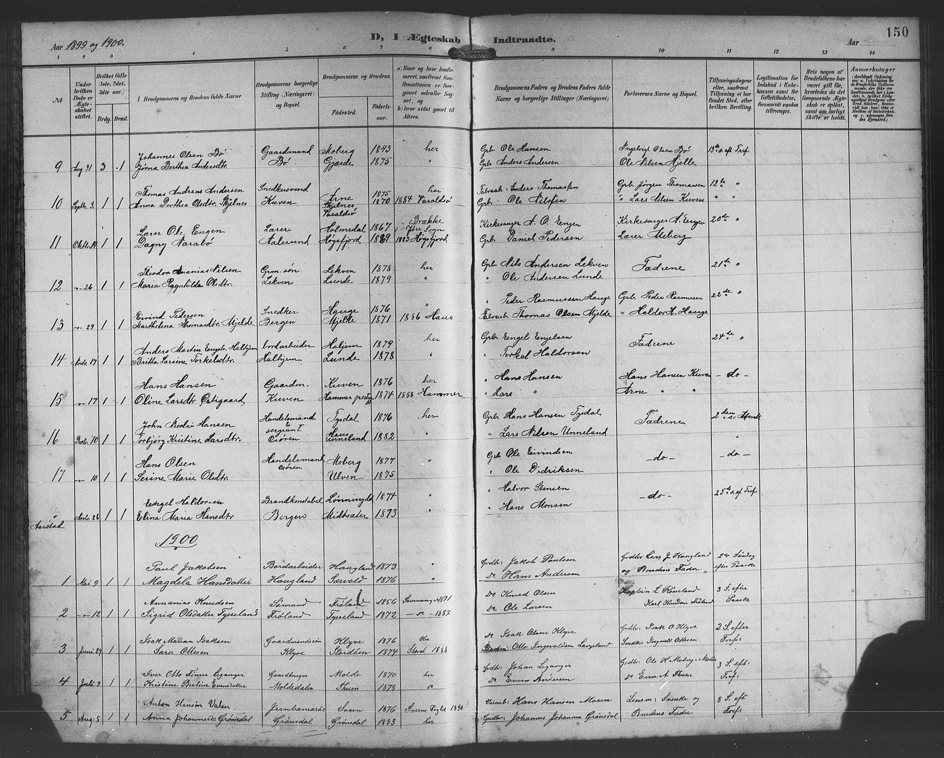 Os sokneprestembete, SAB/A-99929: Parish register (copy) no. A 3, 1897-1913, p. 150