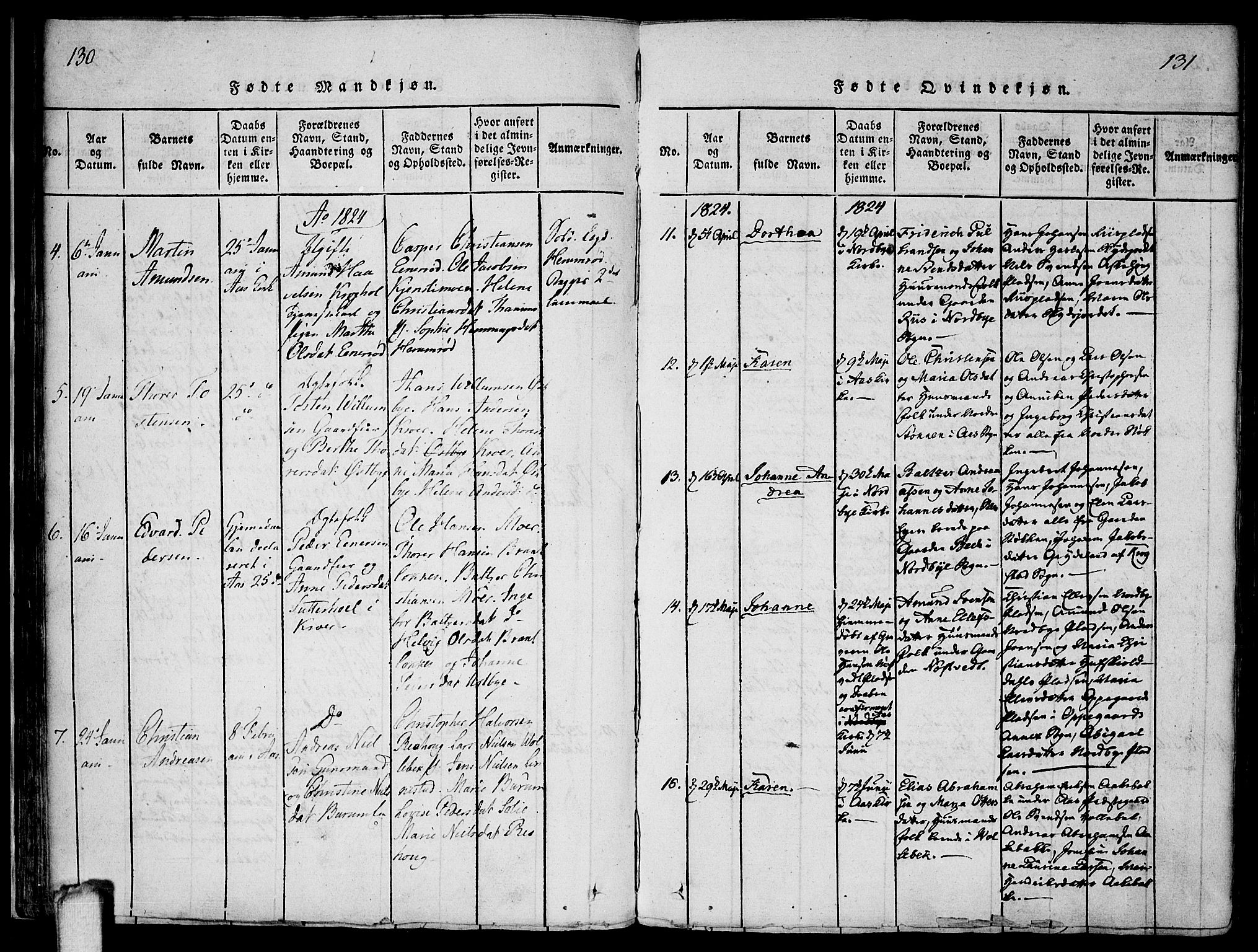 Ås prestekontor Kirkebøker, AV/SAO-A-10894/F/Fa/L0004: Parish register (official) no. I 4, 1818-1826, p. 130-131