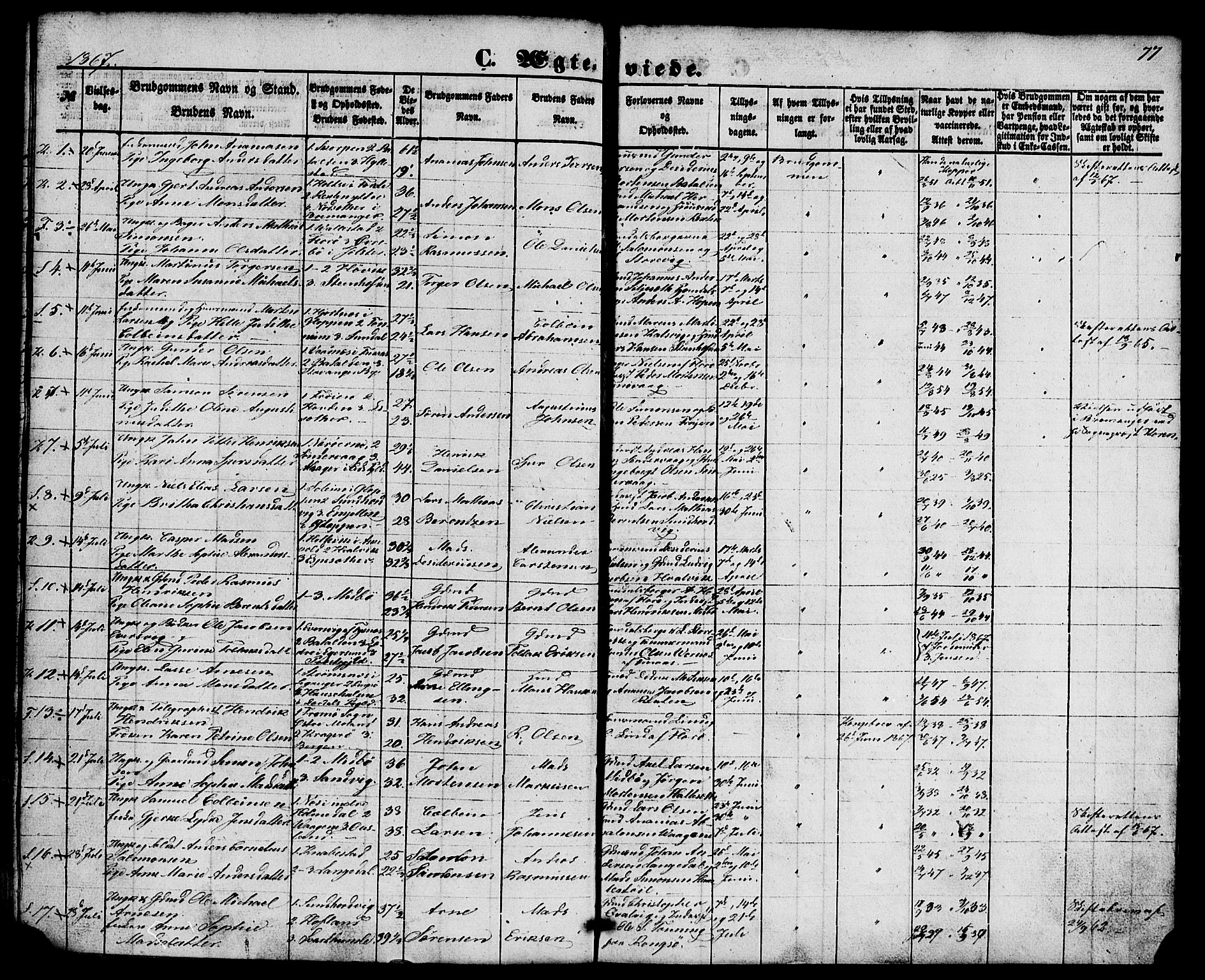 Kinn sokneprestembete, SAB/A-80801/H/Haa/Haaa/L0010: Parish register (official) no. A 10, 1852-1869, p. 77