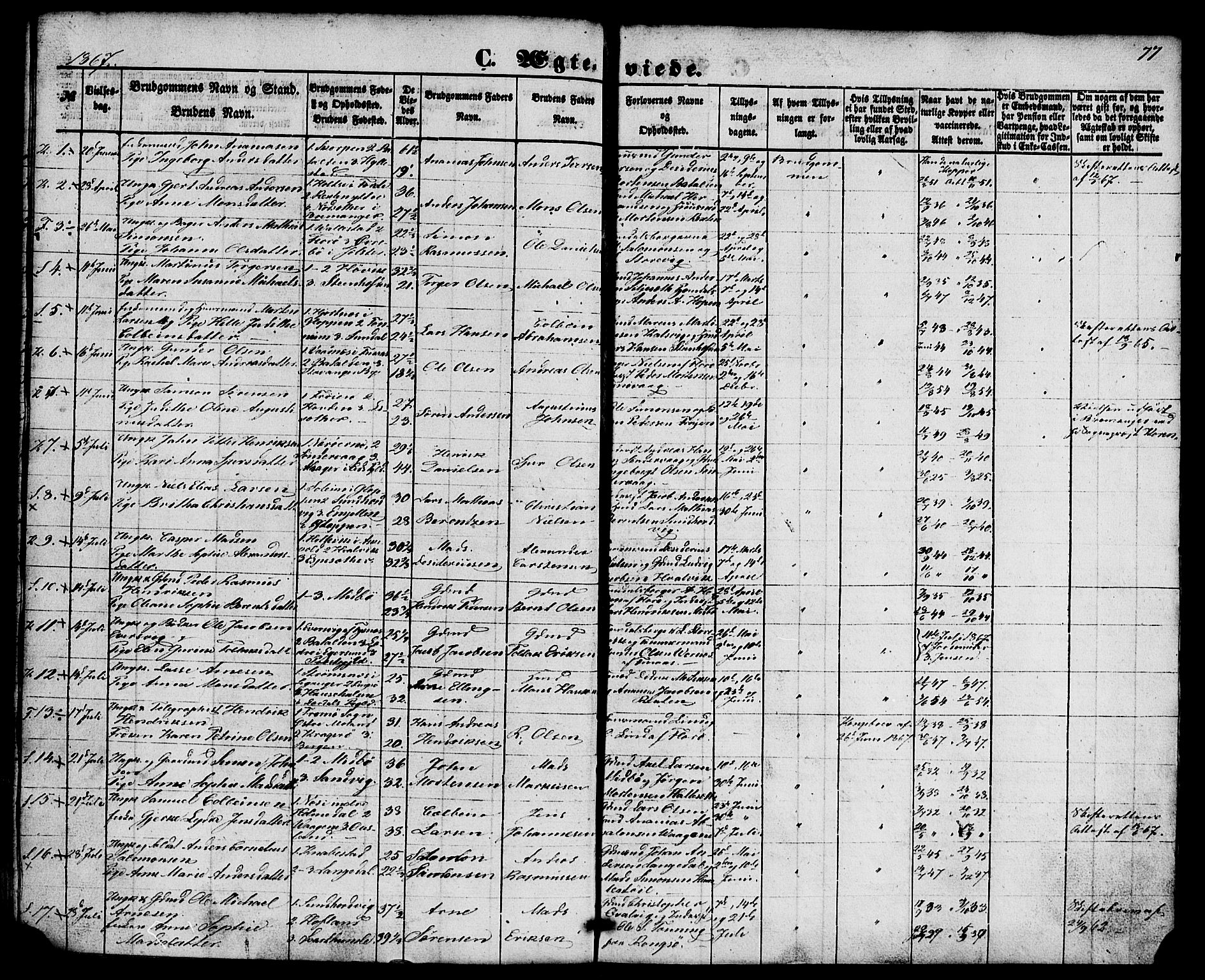 Kinn sokneprestembete, AV/SAB-A-80801/H/Haa/Haaa/L0010: Parish register (official) no. A 10, 1852-1869, p. 77