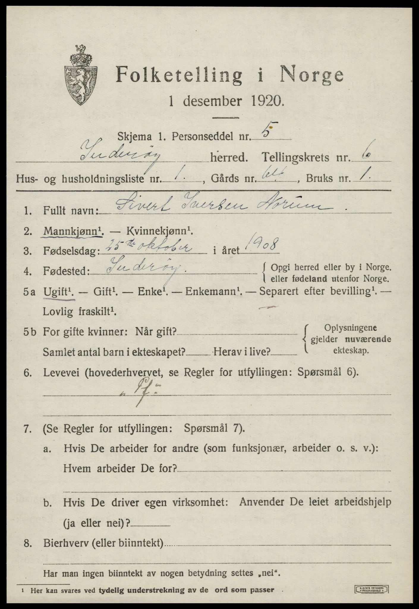 SAT, 1920 census for Inderøy, 1920, p. 4699