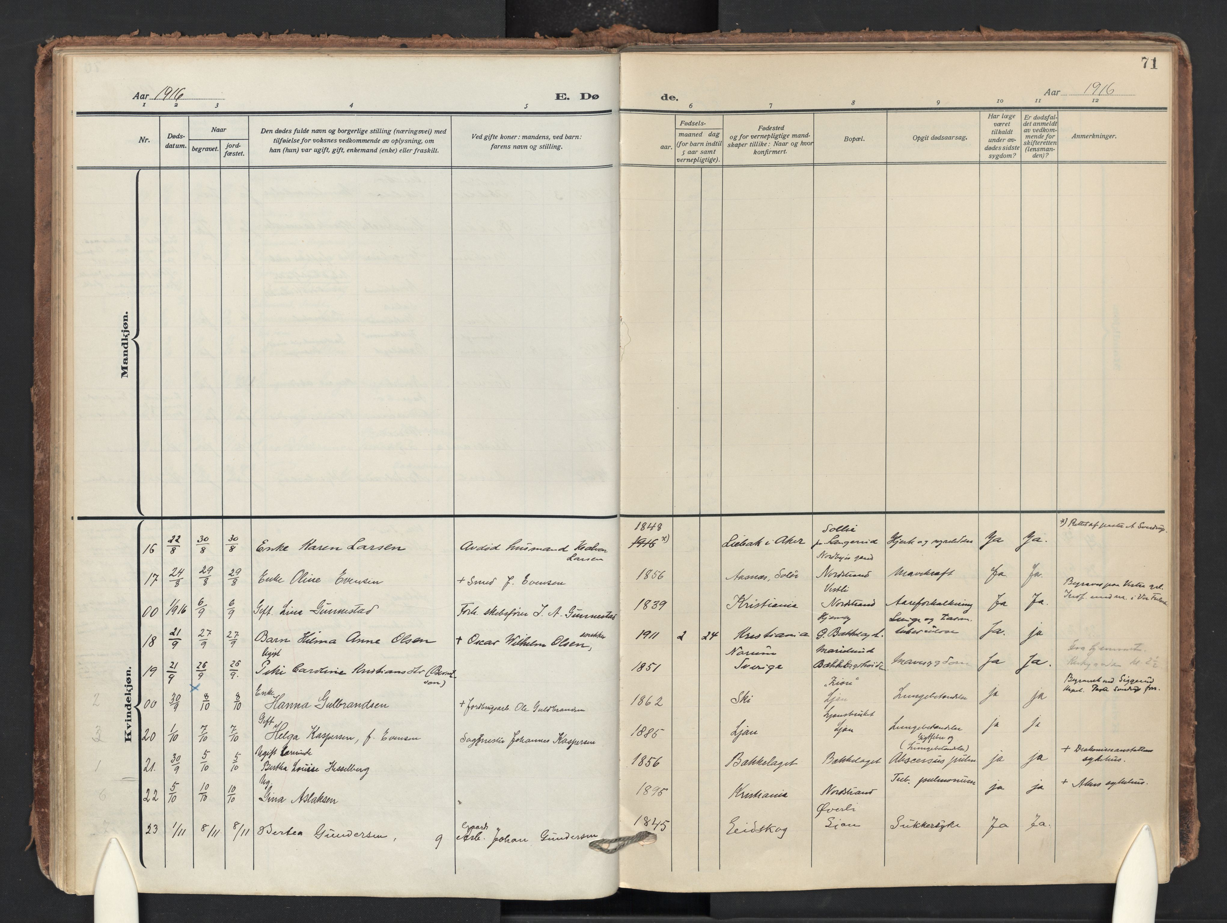 Nordstrand prestekontor Kirkebøker, AV/SAO-A-10362a/F/Fa/L0003: Parish register (official) no. 3, 1914-1932, p. 71