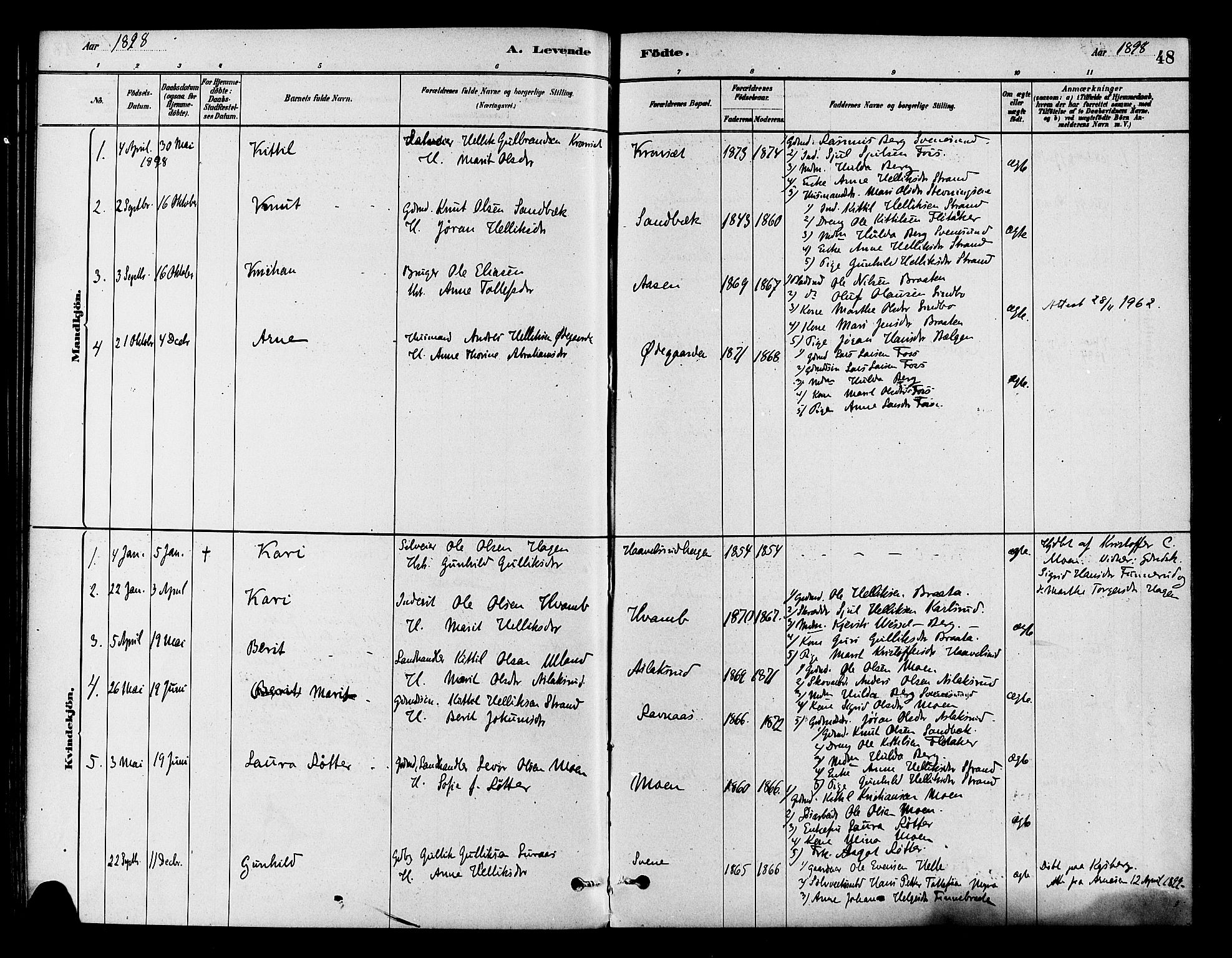 Flesberg kirkebøker, AV/SAKO-A-18/F/Fb/L0001: Parish register (official) no. II 1, 1879-1907, p. 48