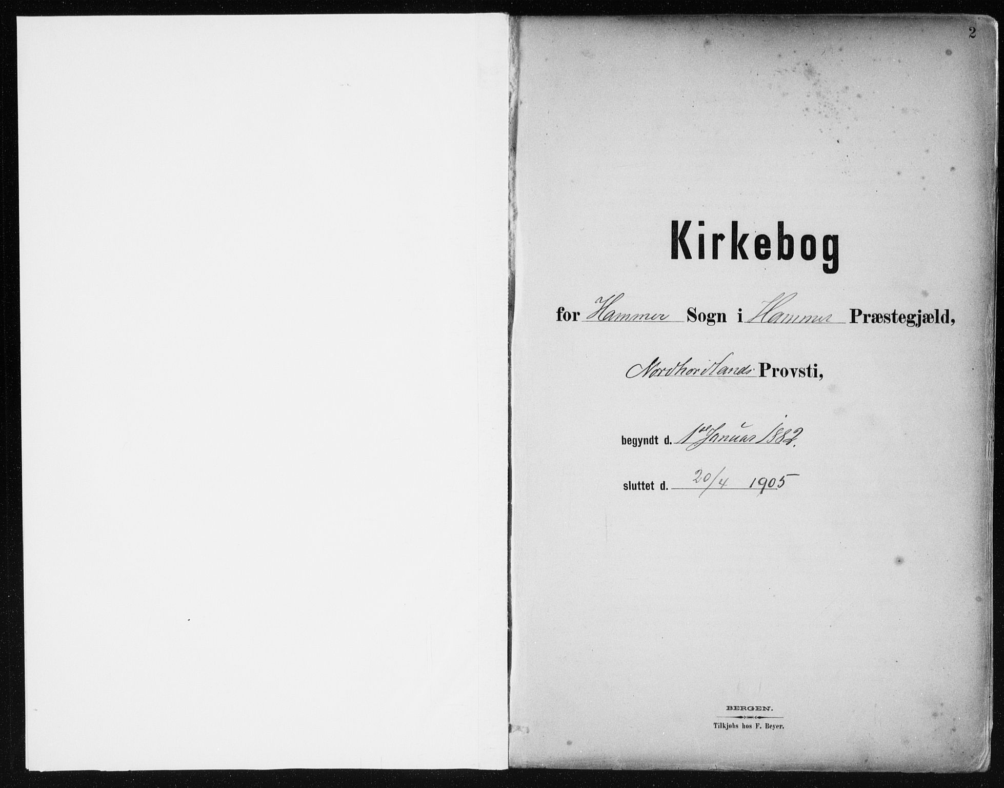 Hamre sokneprestembete, SAB/A-75501/H/Ha/Haa/Haab/L0001: Parish register (official) no. B  1, 1882-1905, p. 2