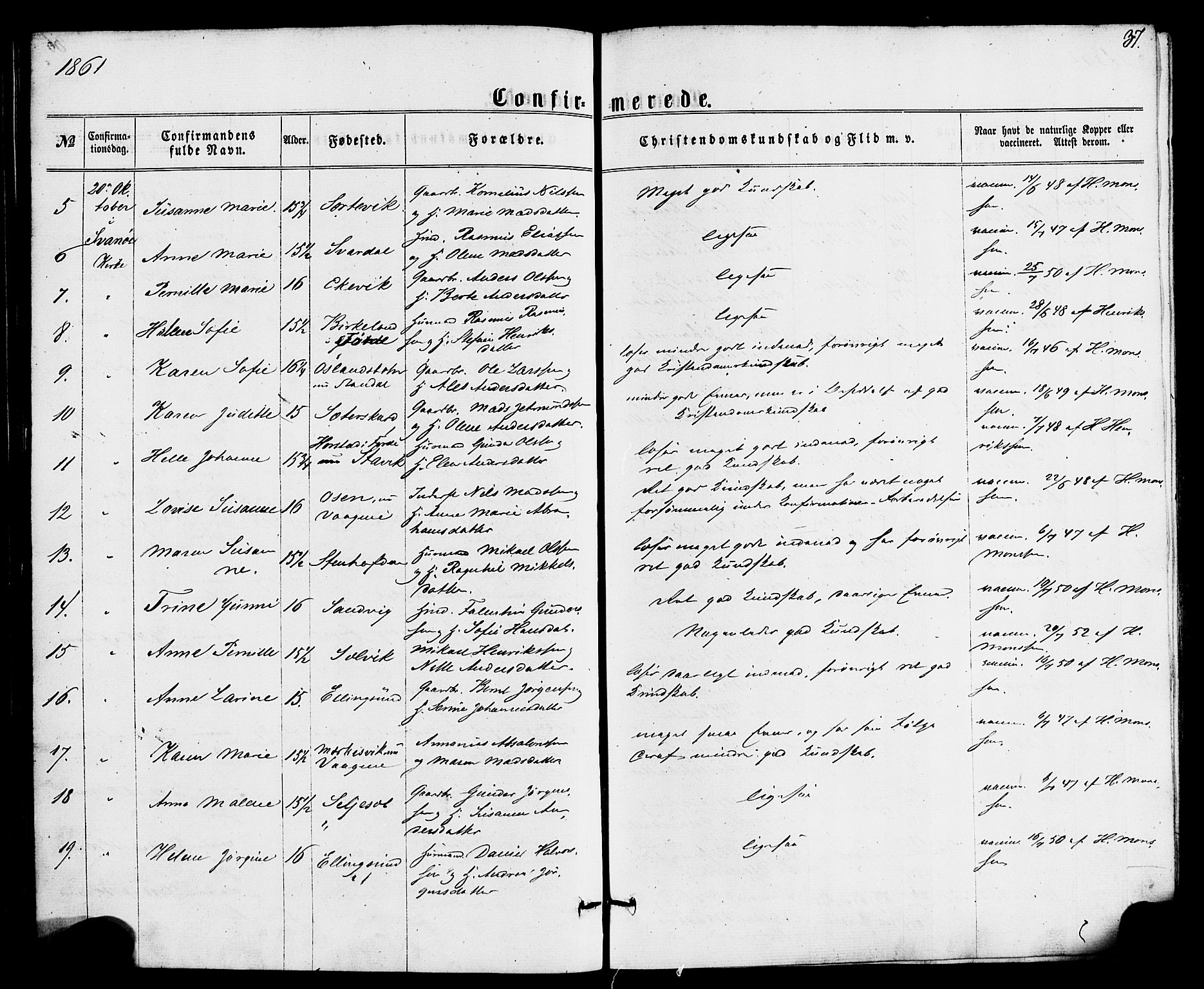 Kinn sokneprestembete, SAB/A-80801/H/Haa/Haaa/L0008: Parish register (official) no. A 8, 1859-1882, p. 37
