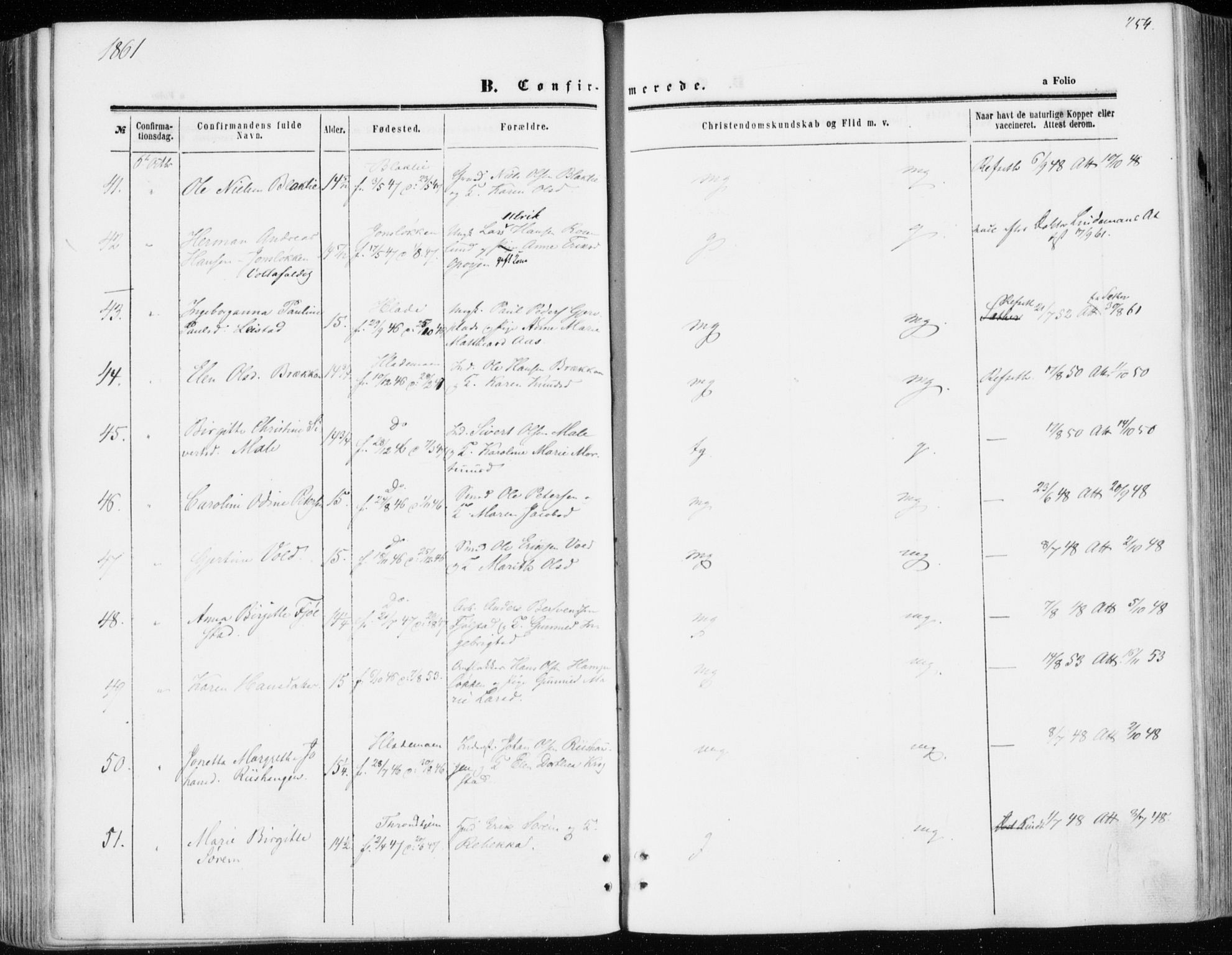 Ministerialprotokoller, klokkerbøker og fødselsregistre - Sør-Trøndelag, SAT/A-1456/606/L0292: Parish register (official) no. 606A07, 1856-1865, p. 254
