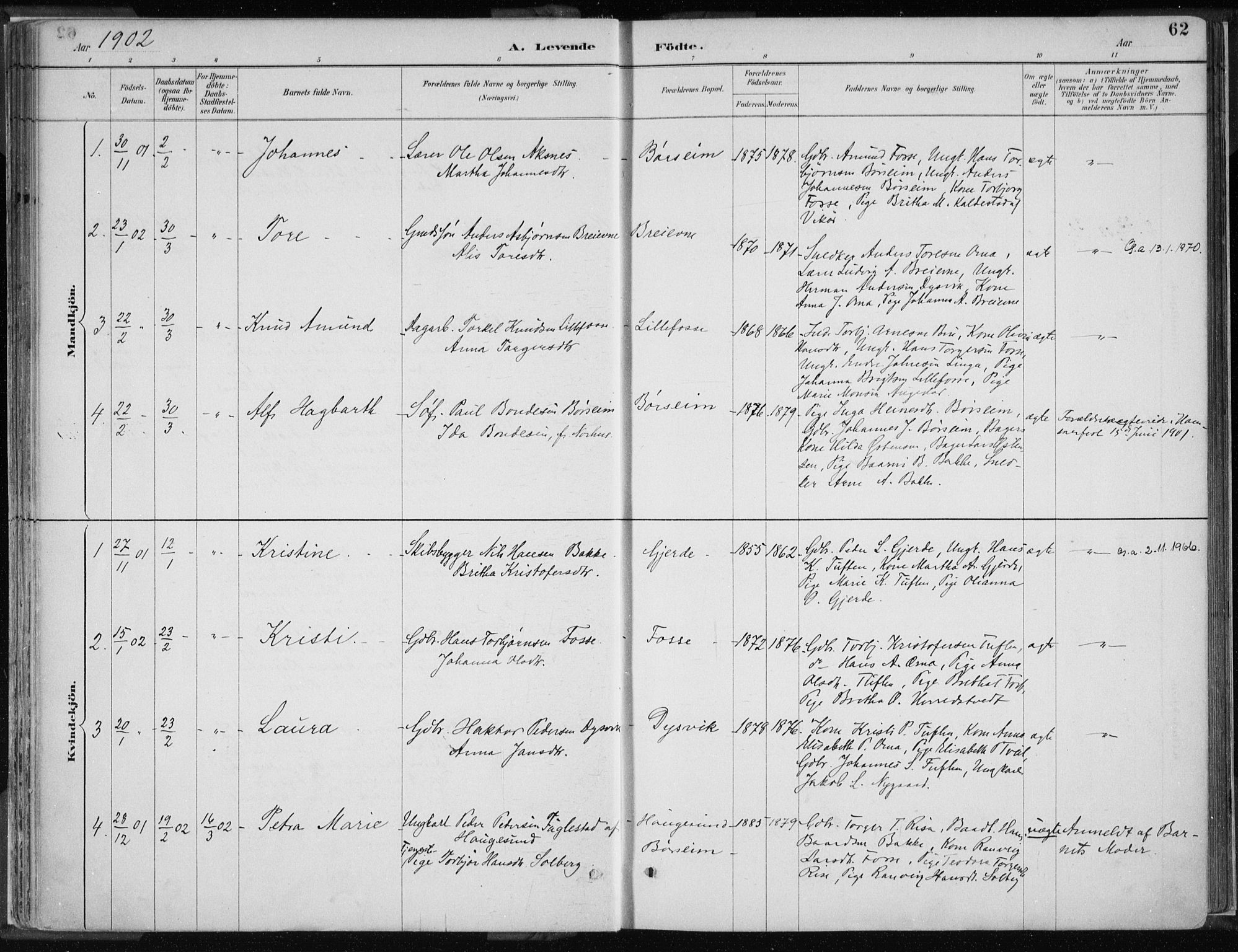 Strandebarm sokneprestembete, AV/SAB-A-78401/H/Haa: Parish register (official) no. B  1, 1886-1908, p. 62