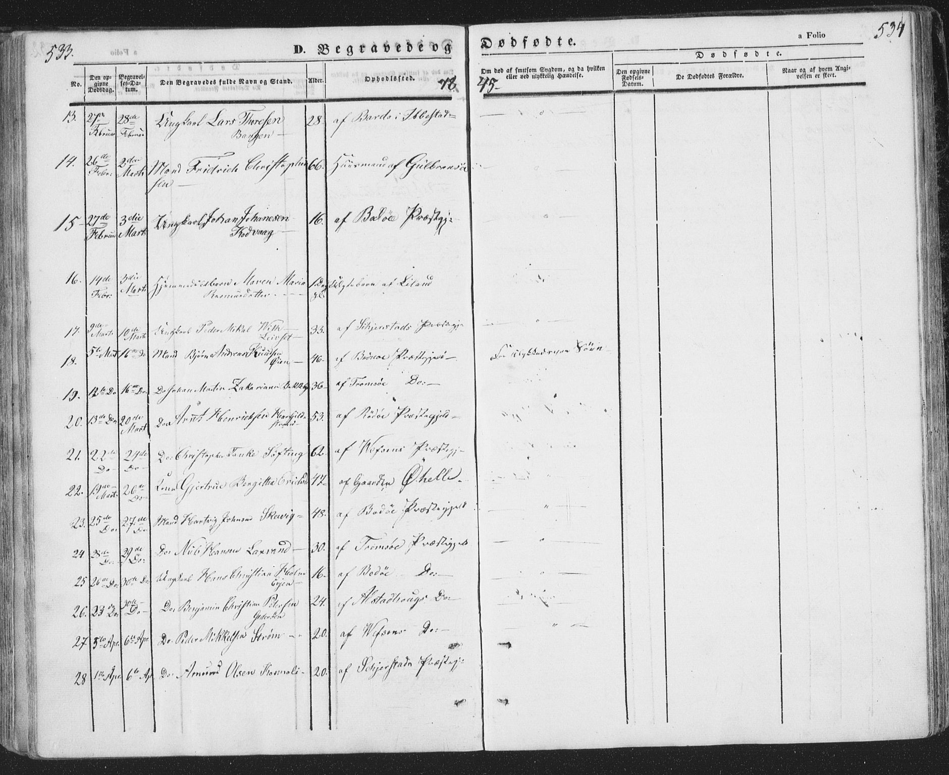 Ministerialprotokoller, klokkerbøker og fødselsregistre - Nordland, AV/SAT-A-1459/874/L1072: Parish register (copy) no. 874C01, 1843-1859, p. 533-534