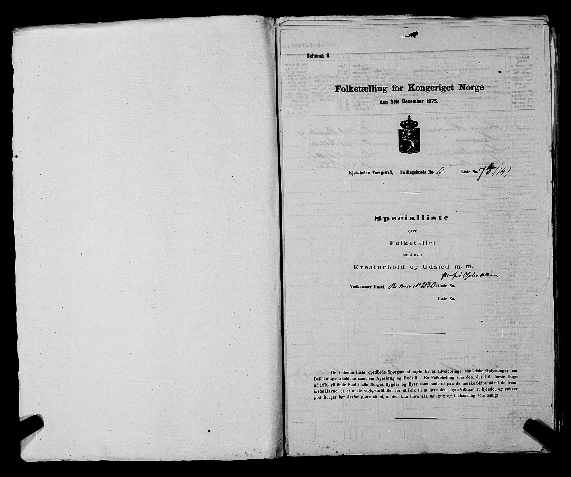 SAKO, 1875 census for 0805P Porsgrunn, 1875, p. 188