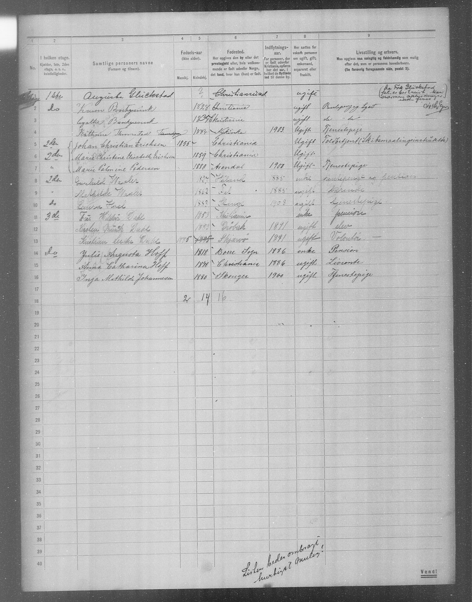 OBA, Municipal Census 1904 for Kristiania, 1904, p. 11537