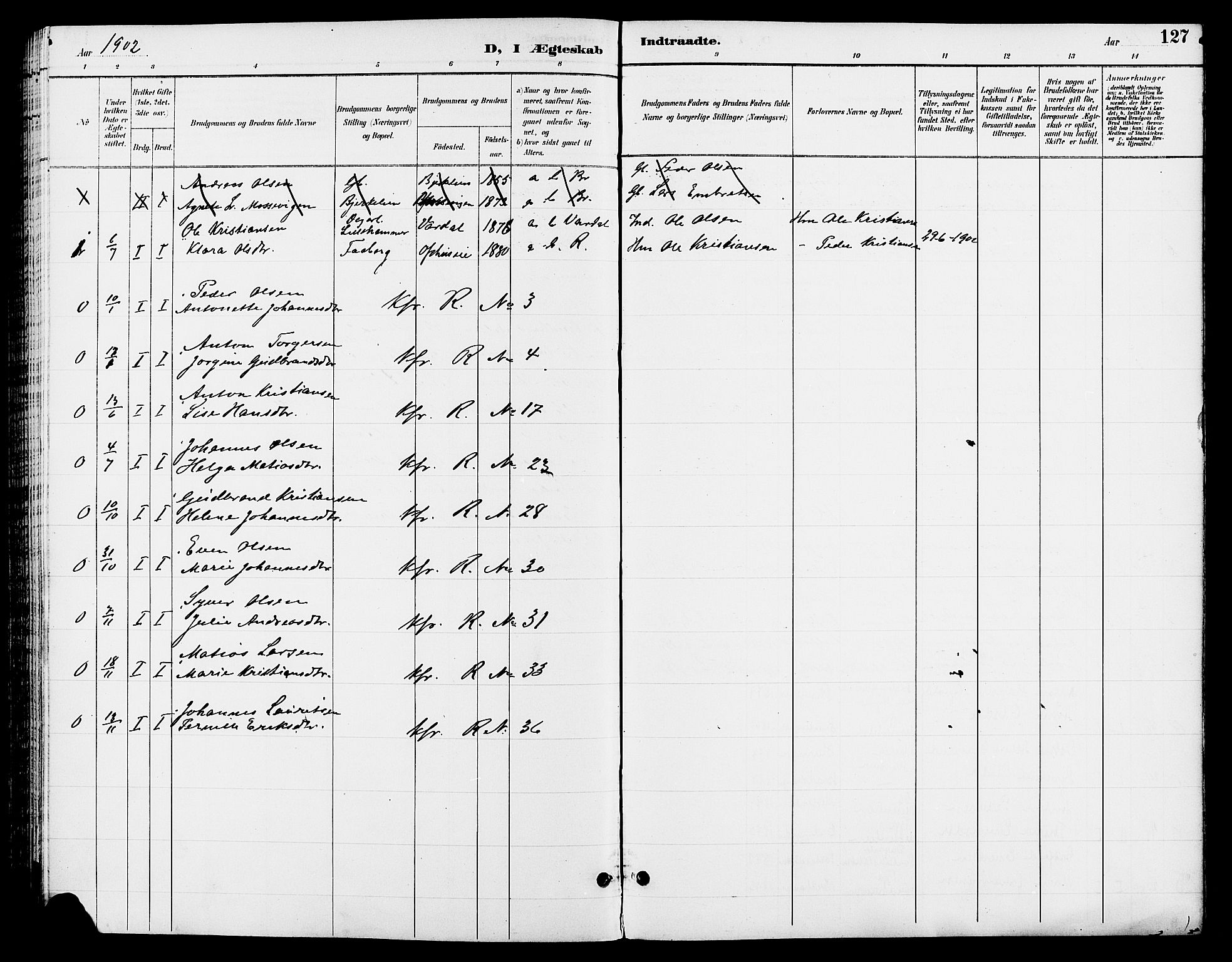 Ringsaker prestekontor, SAH/PREST-014/L/La/L0013: Parish register (copy) no. 13, 1891-1904, p. 127