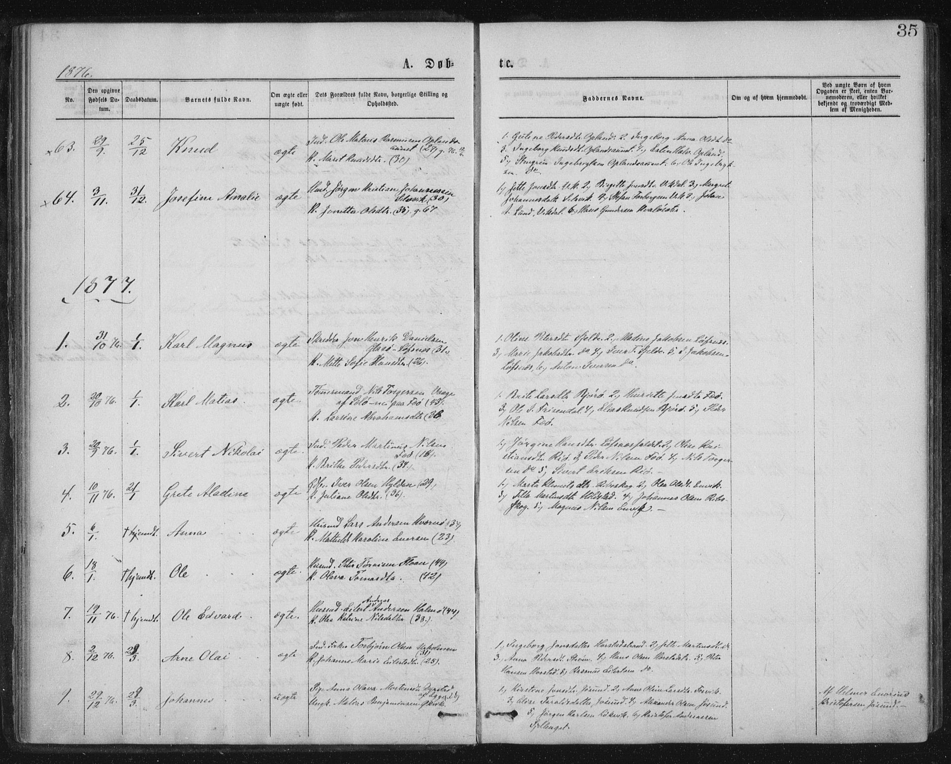Ministerialprotokoller, klokkerbøker og fødselsregistre - Nord-Trøndelag, SAT/A-1458/771/L0596: Parish register (official) no. 771A03, 1870-1884, p. 35
