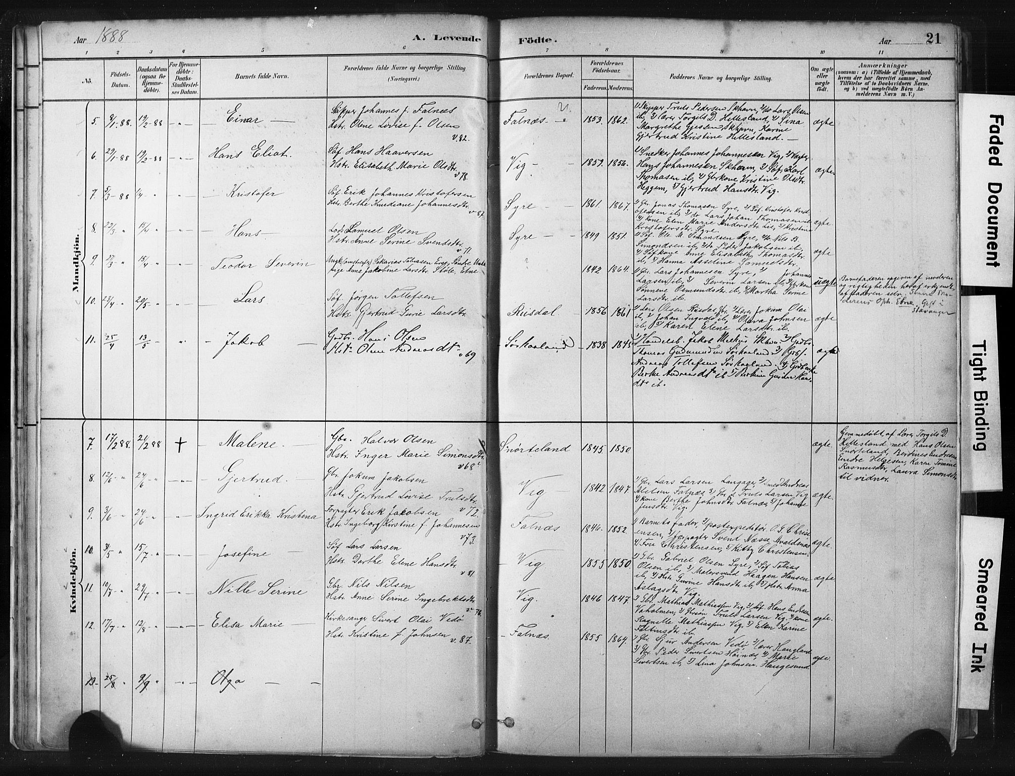 Skudenes sokneprestkontor, AV/SAST-A -101849/H/Ha/Haa/L0009: Parish register (official) no. A 6, 1882-1912, p. 21