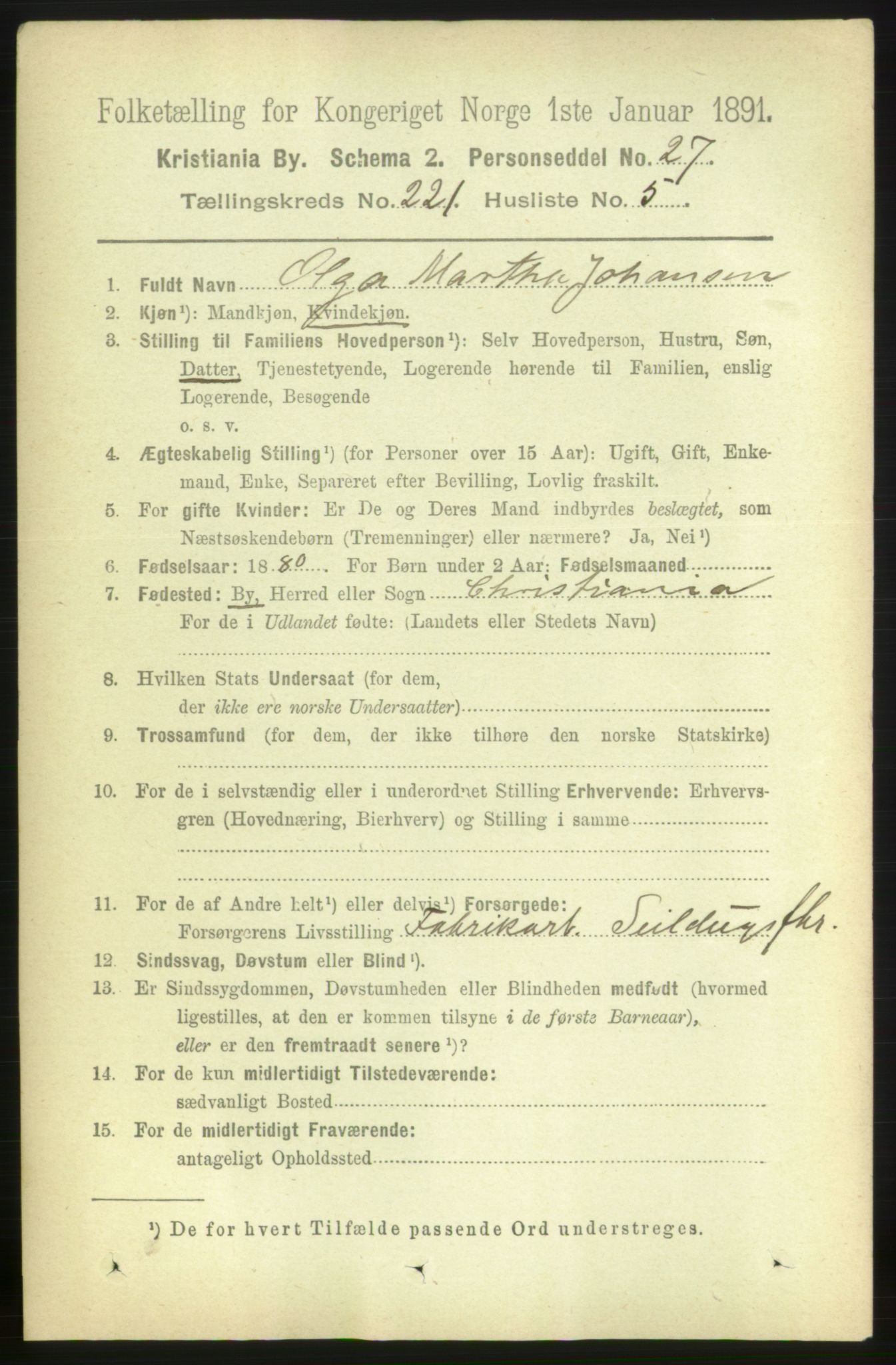 RA, 1891 census for 0301 Kristiania, 1891, p. 132145