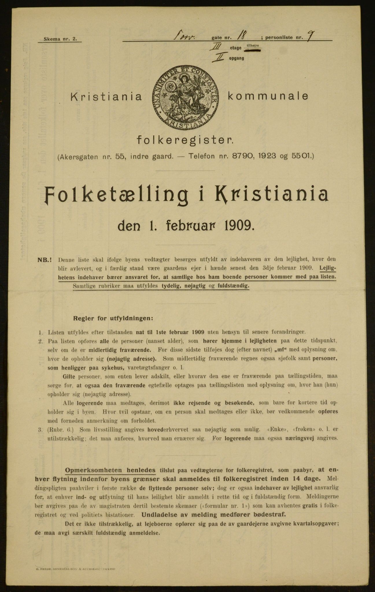 OBA, Municipal Census 1909 for Kristiania, 1909, p. 103437