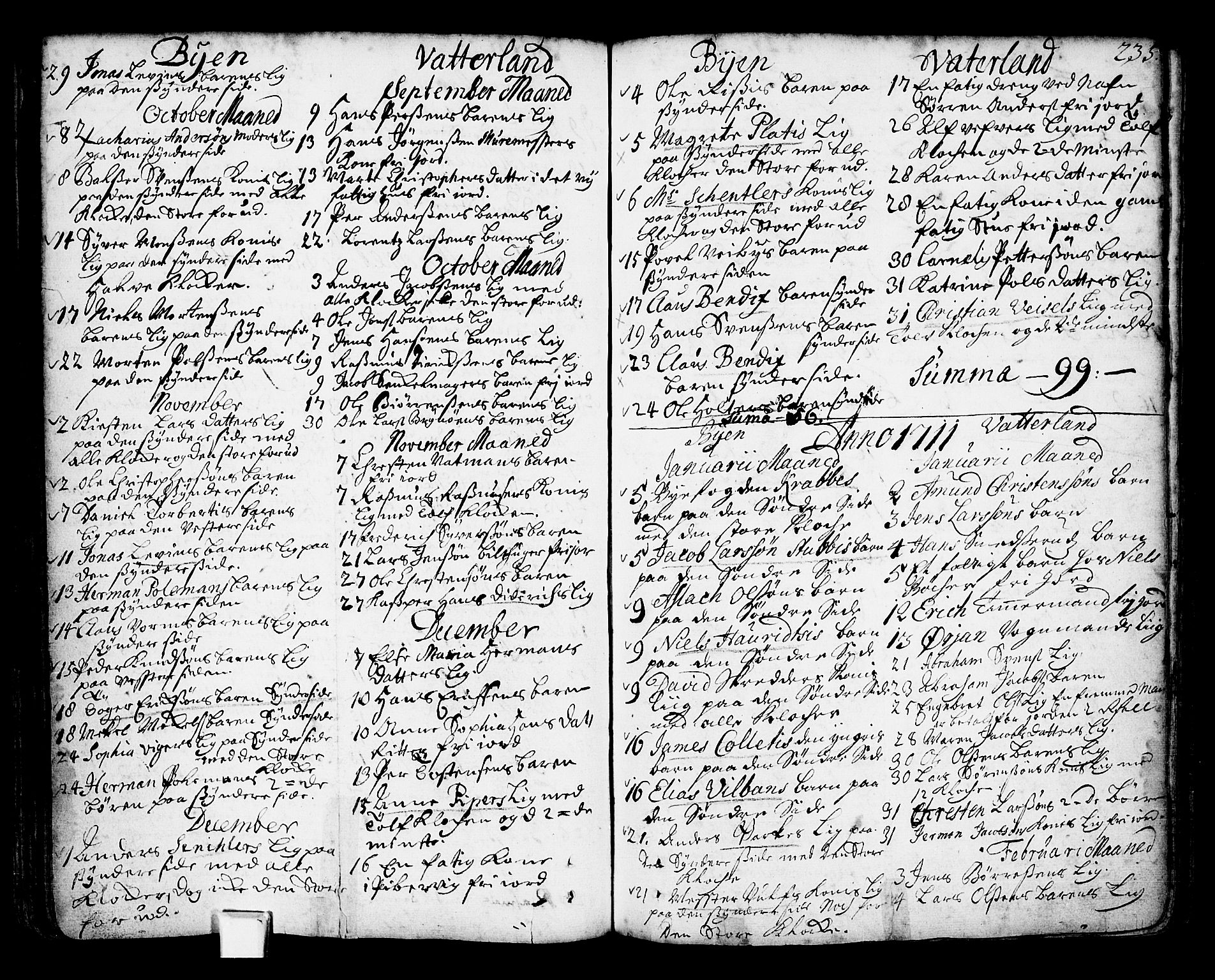 Oslo domkirke Kirkebøker, SAO/A-10752/F/Fa/L0002: Parish register (official) no. 2, 1705-1730, p. 235