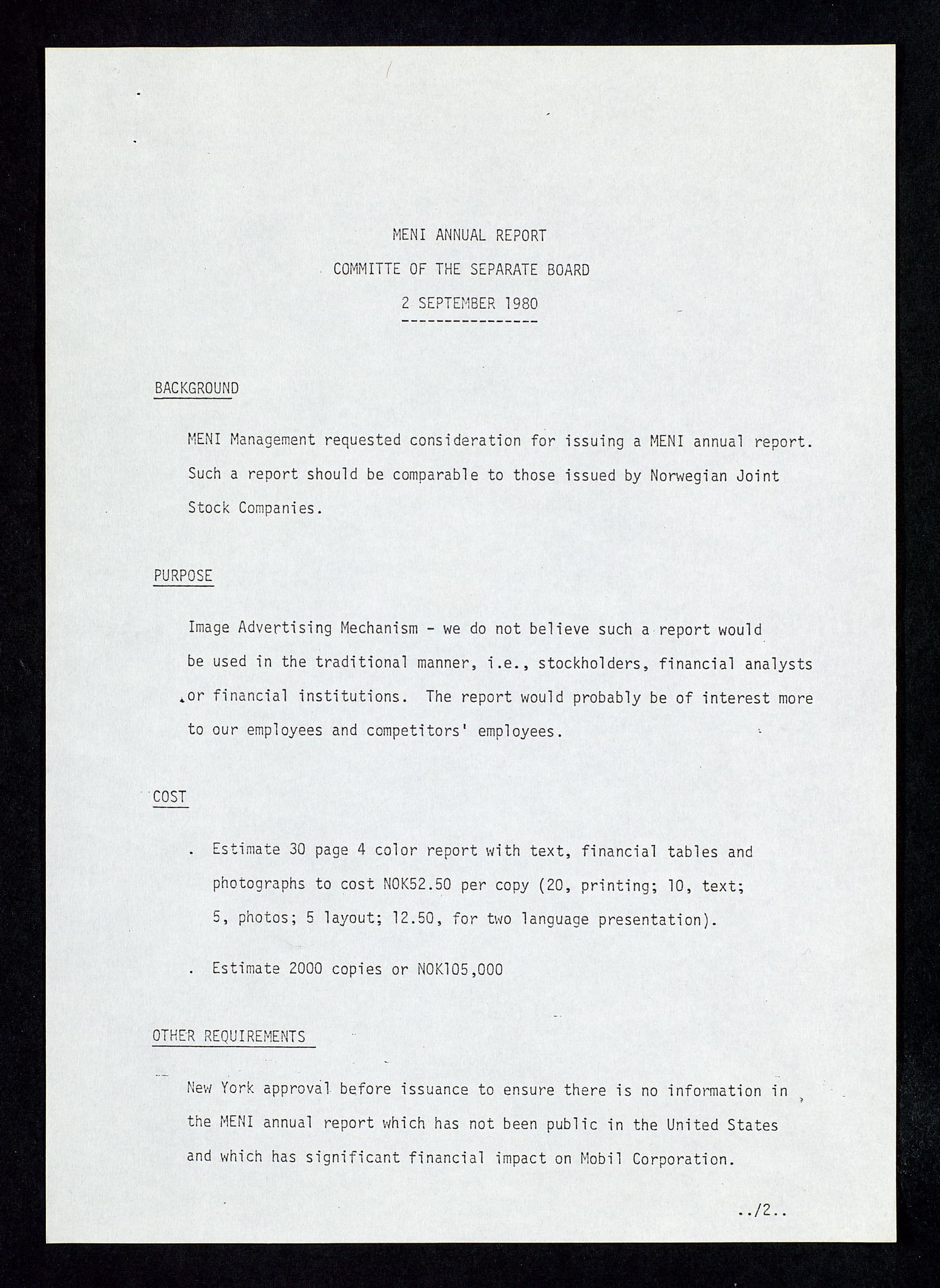 Pa 1578 - Mobil Exploration Norway Incorporated, AV/SAST-A-102024/4/D/Da/L0168: Sak og korrespondanse og styremøter, 1973-1986, p. 32